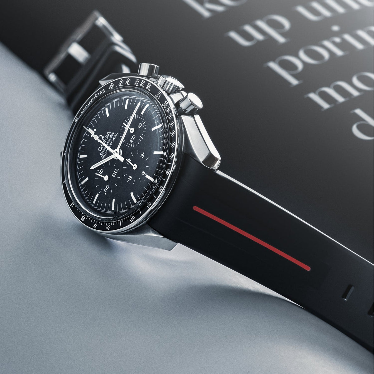Omega Speedmaster Strap in Black/Red - Helvetus® Switzerland
