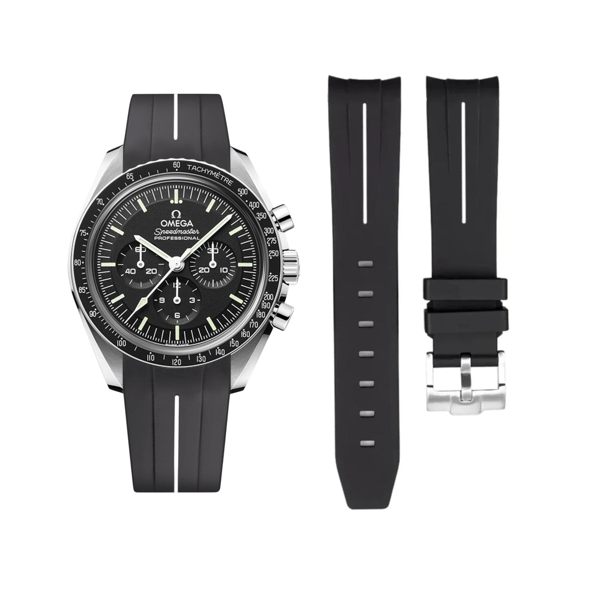 Omega Speedmaster Strap in Black/White - Helvetus® Switzerland