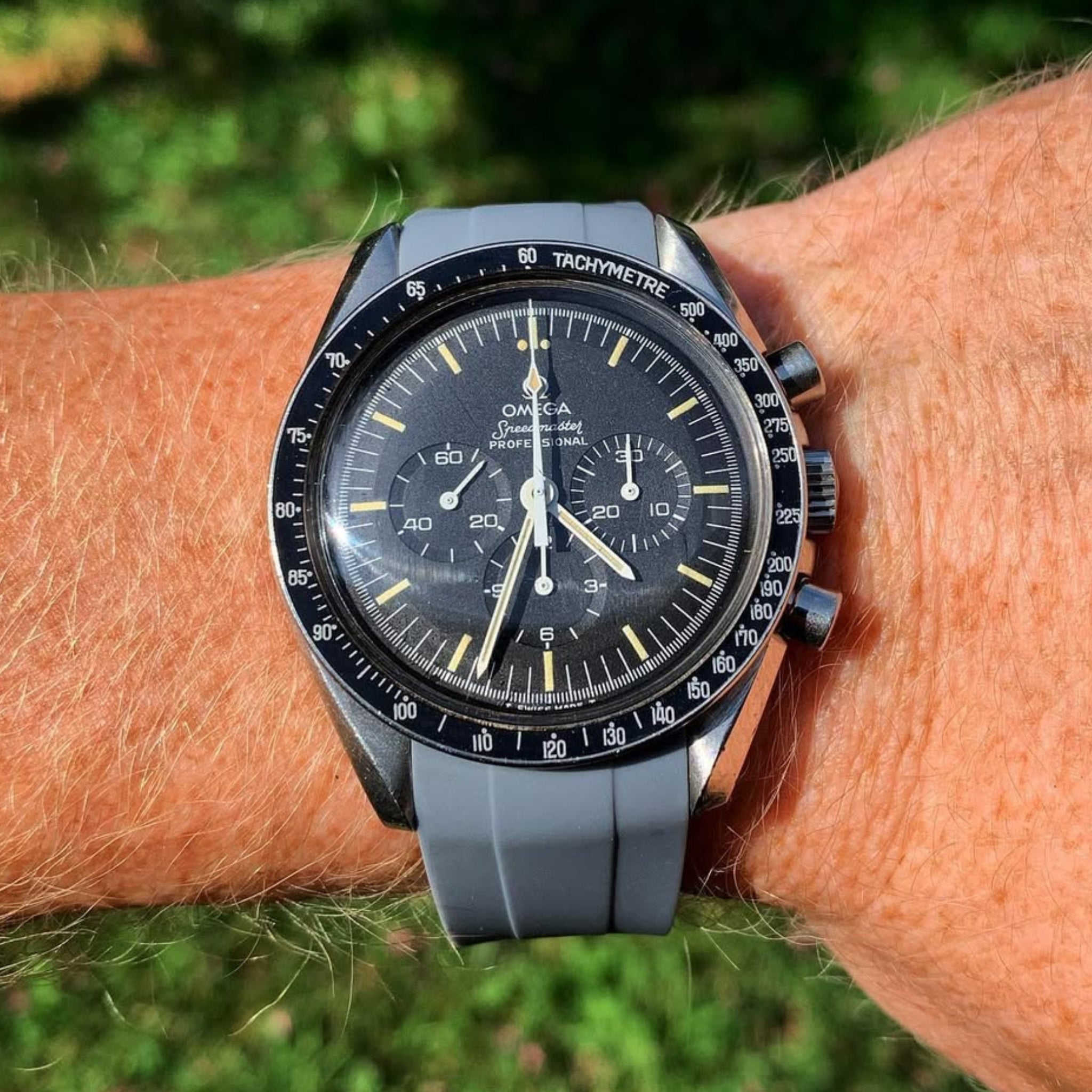Rubber Strap - For Omega Speedmaster - Grey - Helvetus