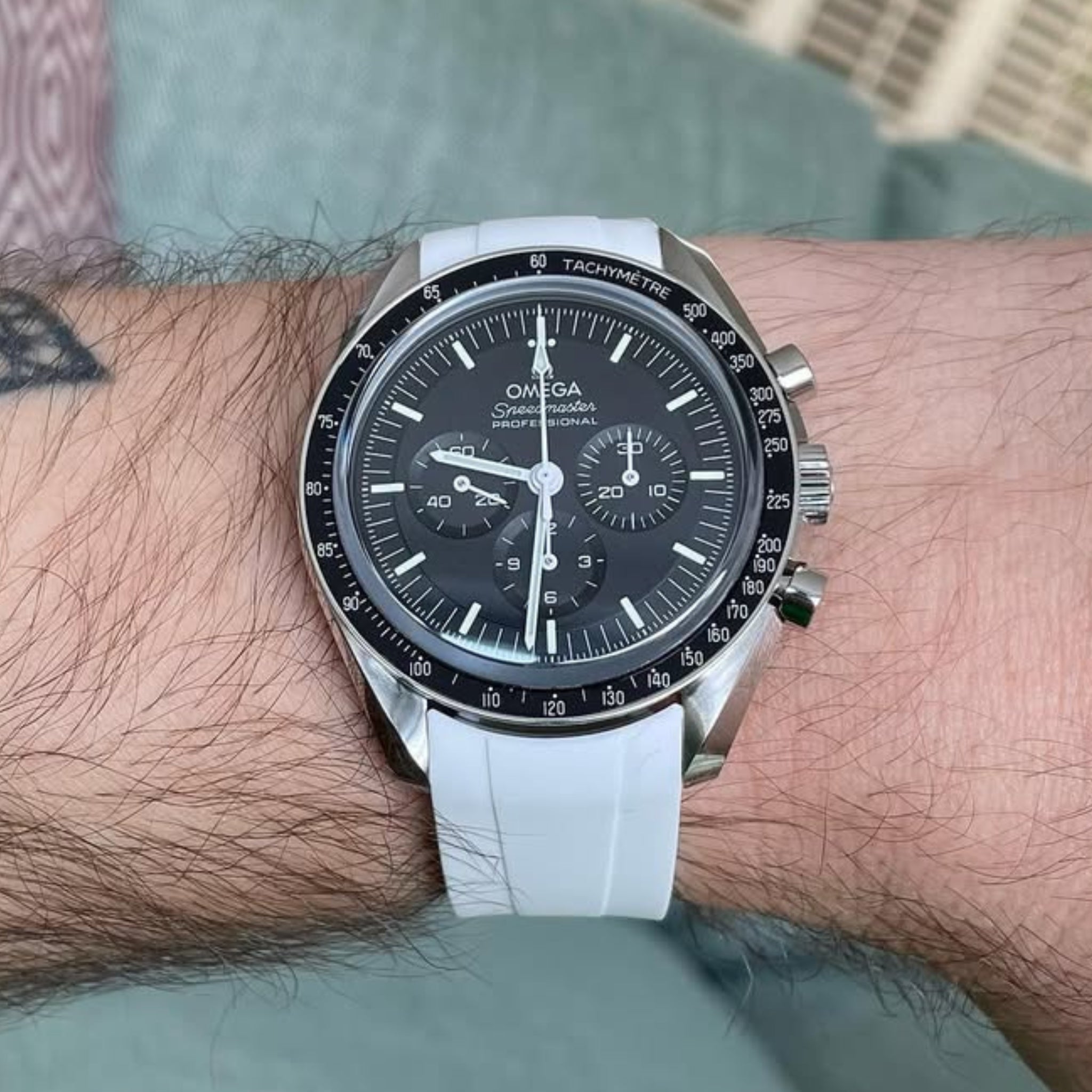 Rubber Strap - For Omega Speedmaster - White - Helvetus