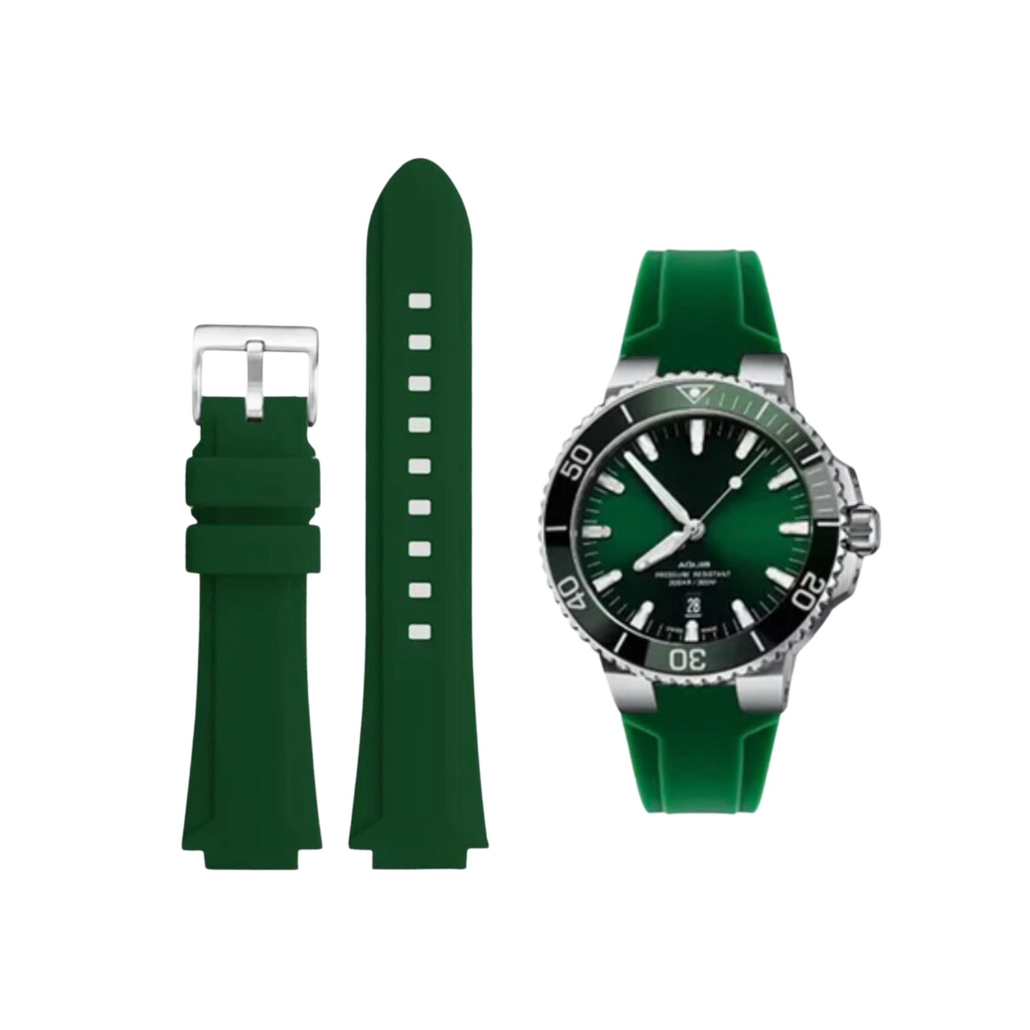 Rubber Strap - For Oris Aquis - Green - Helvetus