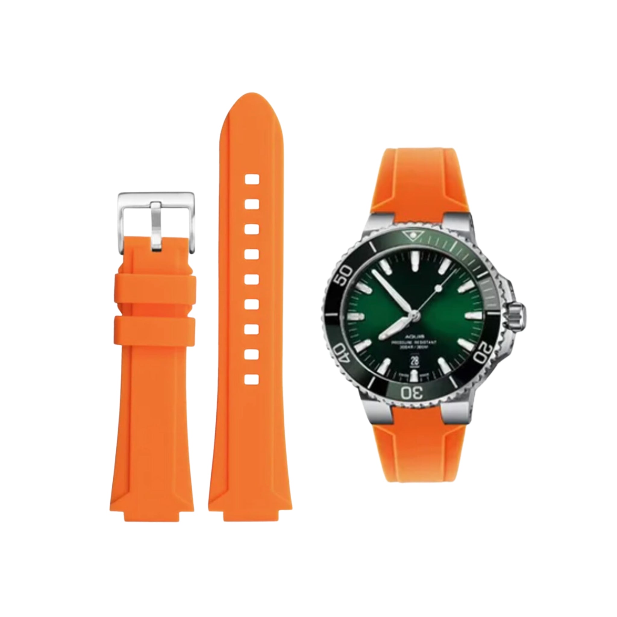 Rubber Strap - For Oris Aquis - Orange - Helvetus