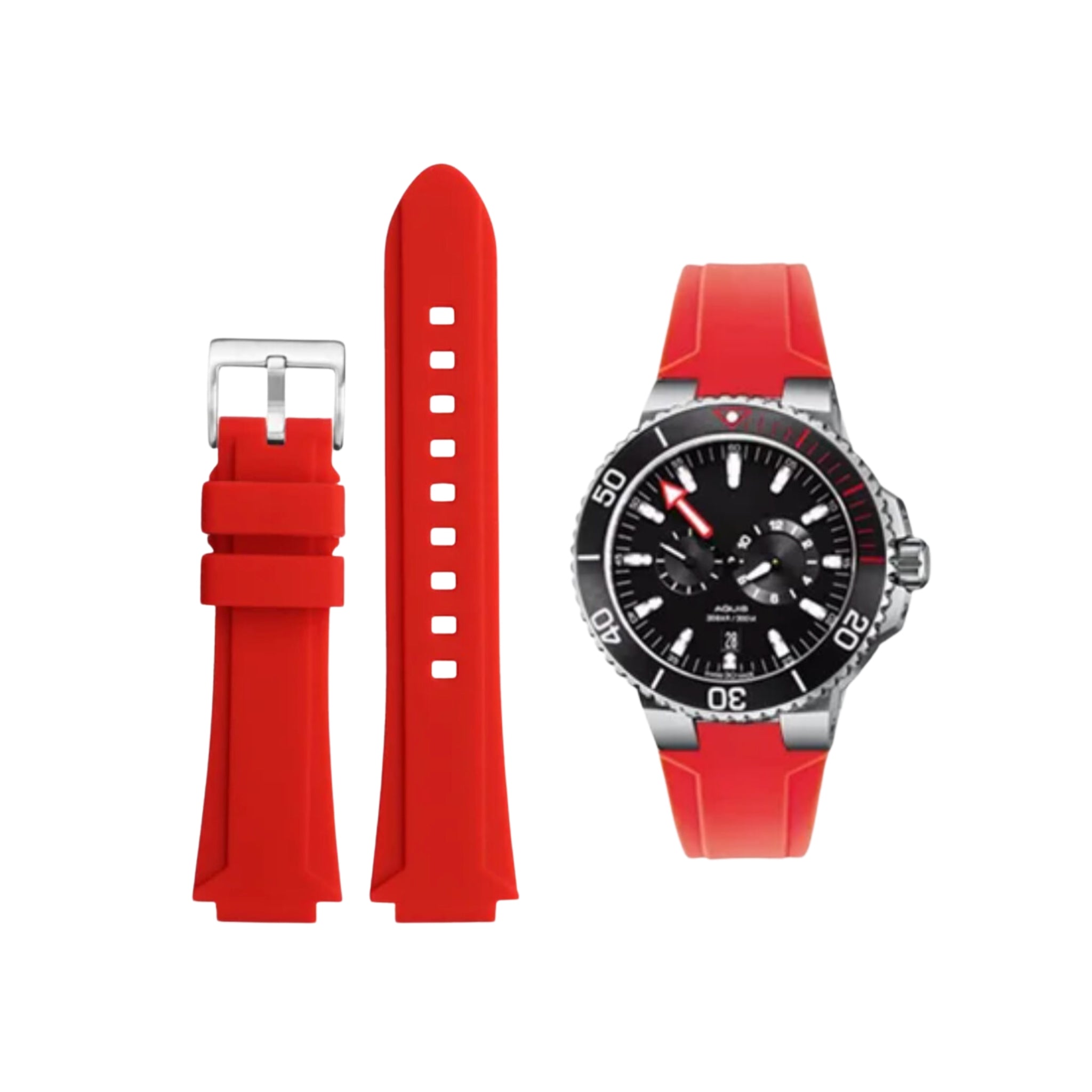 Rubber Strap - For Oris Aquis - Red - Helvetus