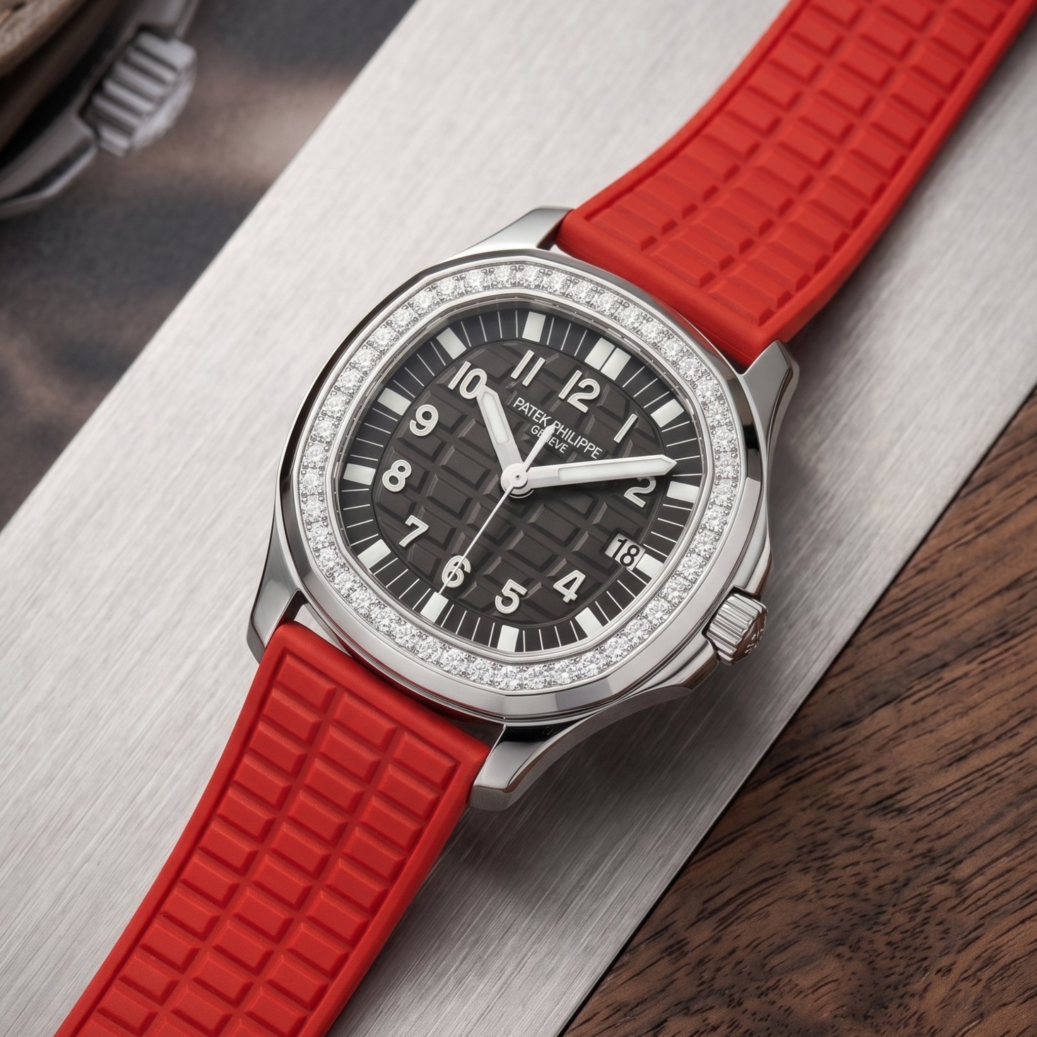 Rubber Strap - For Patek Philippe Aquanaut 5067A-001, 5065, 5066, 5064, 5068R & More - Red - Helvetus