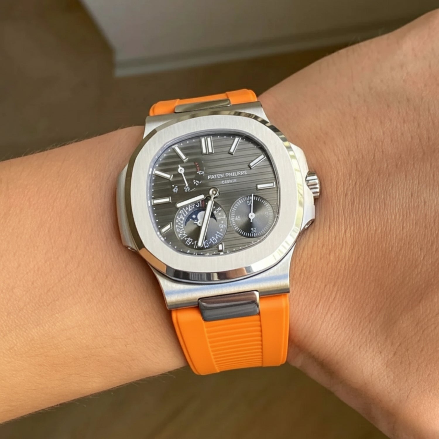 Rubber Strap - For Patek Philippe Nautilus - Orange - Helvetus