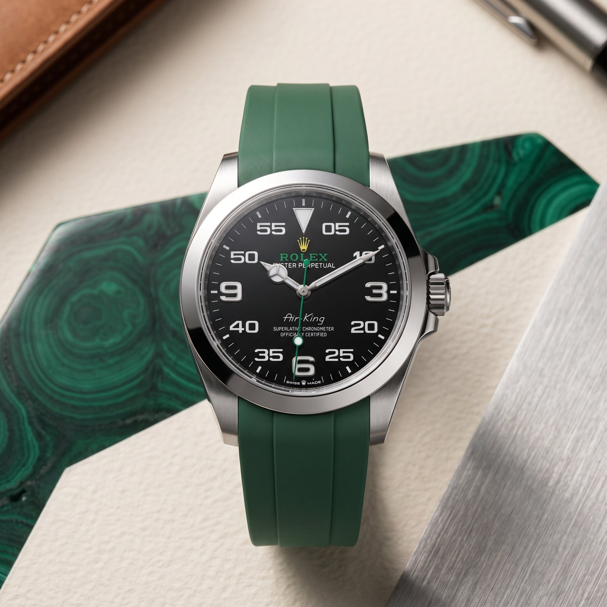 Rolex Air-King Rubber Strap in Green - Helvetus®