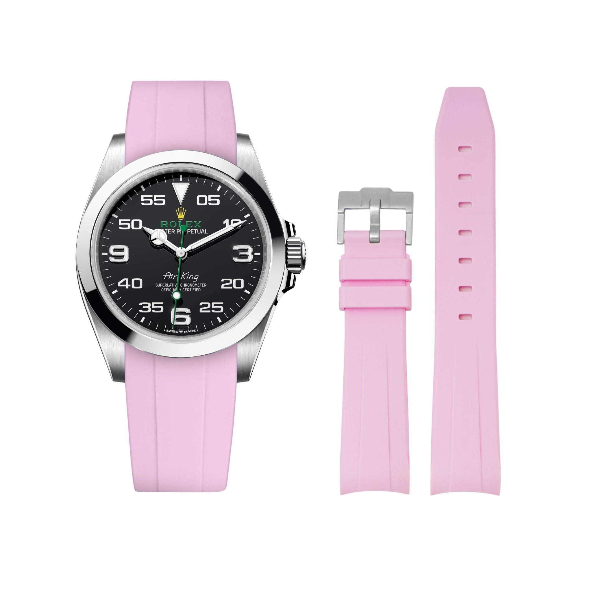 Rubber Strap - For Rolex Air - King - Pink - Helvetus