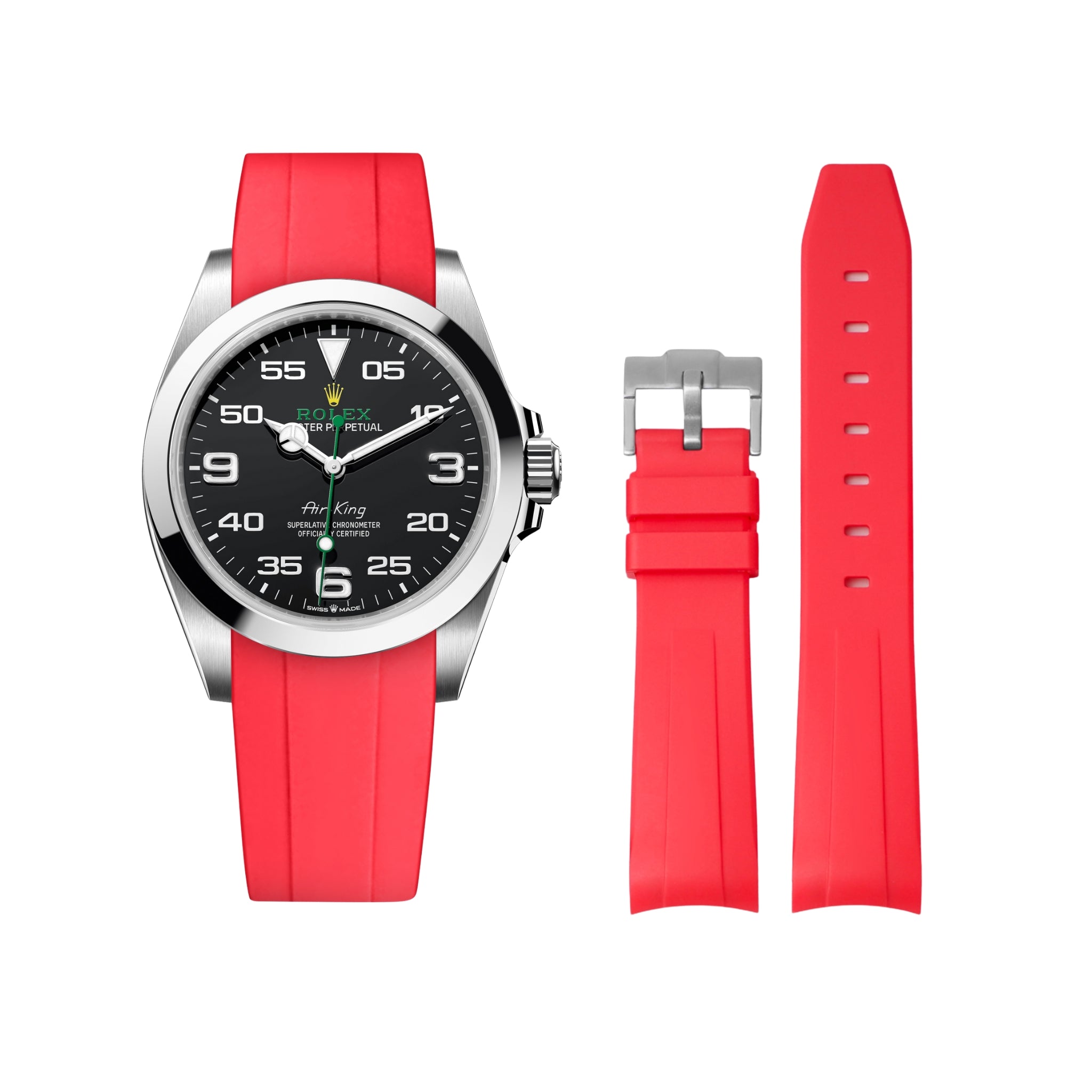 Rubber Strap - For Rolex Air - King - Red - Helvetus