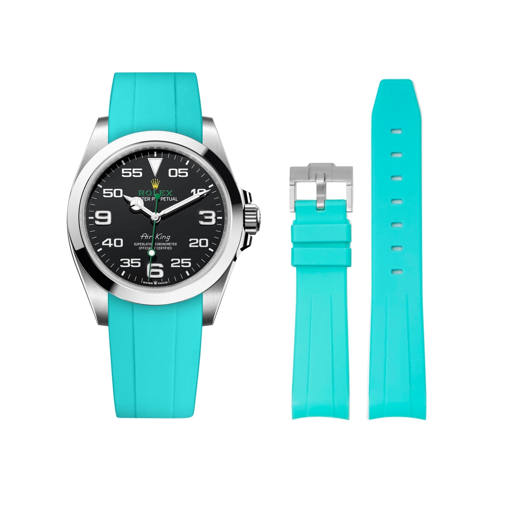 Rolex Air-King Rubber Strap in Turquoise Helvetus® Switzerland