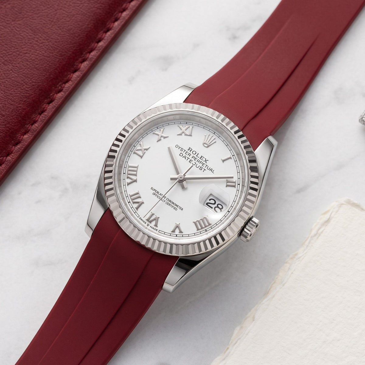 Rubber Strap - For Rolex Datejust 36 - Bordeaux - Helvetus