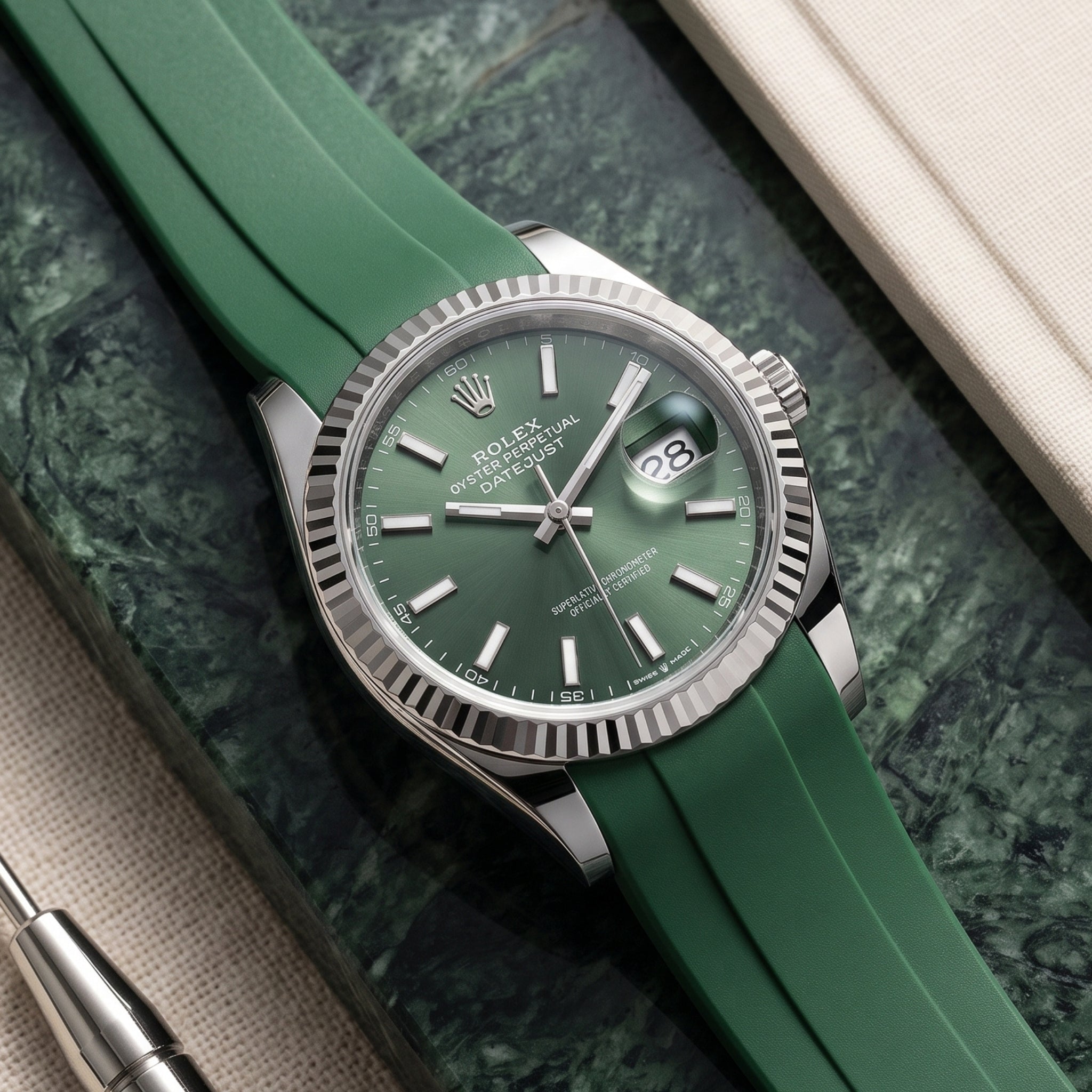 Rubber Strap - For Rolex Datejust 36 - Green - Helvetus