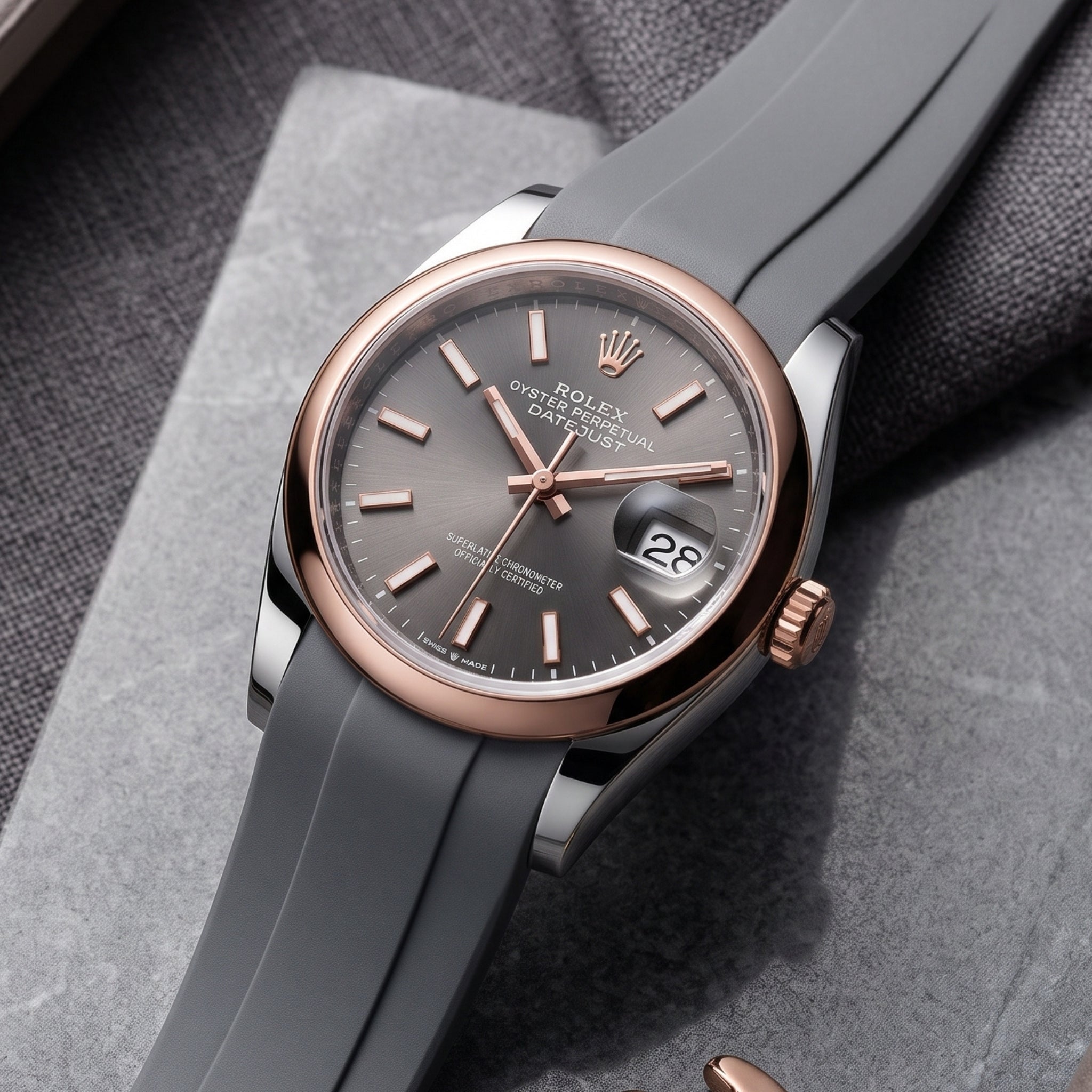 Rubber Strap - For Rolex Datejust 36 - Grey - Helvetus