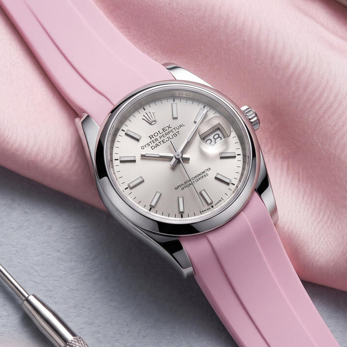 Rubber Strap - For Rolex Datejust 36 - Pink - Helvetus