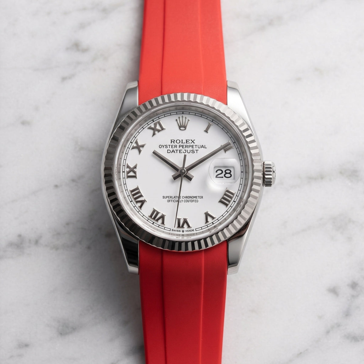 Rubber Strap - For Rolex Datejust 36 - Red - Helvetus