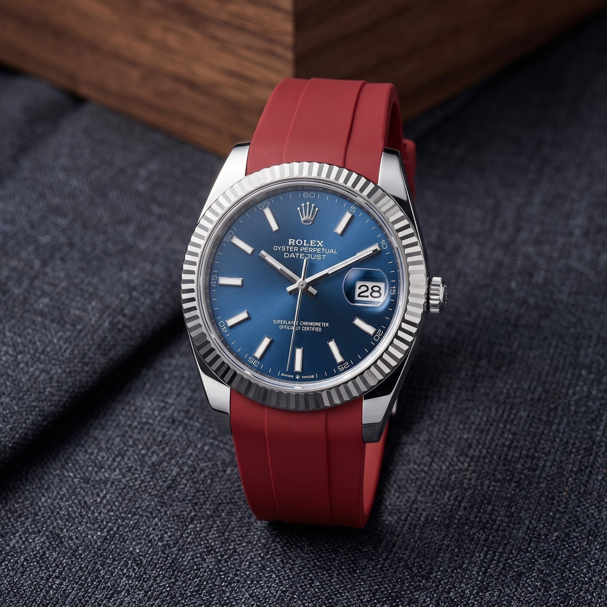 Rubber Strap - For Rolex Datejust 41mm - Bordeaux - Helvetus