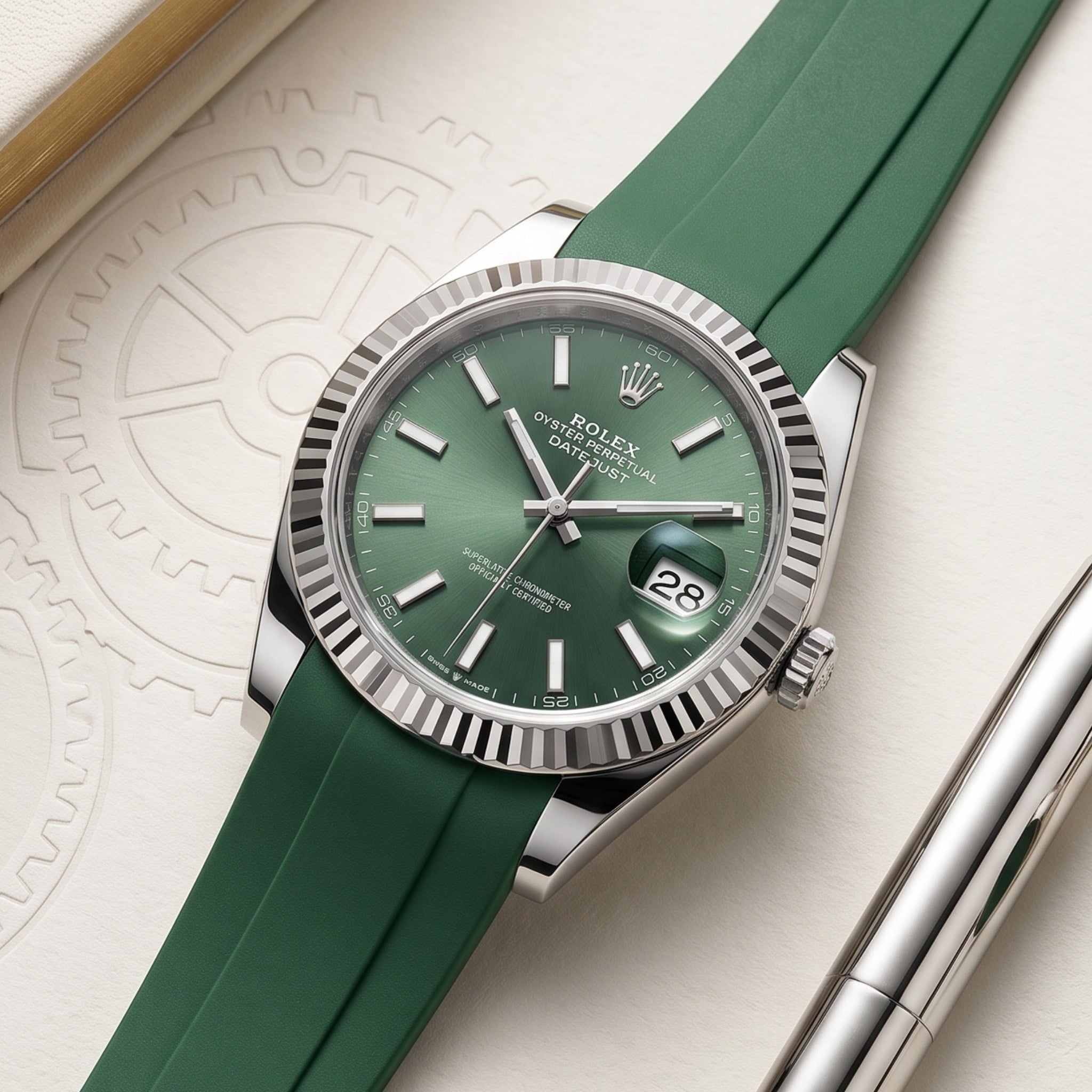 Rubber Strap - For Rolex Datejust 41mm - Green - Helvetus