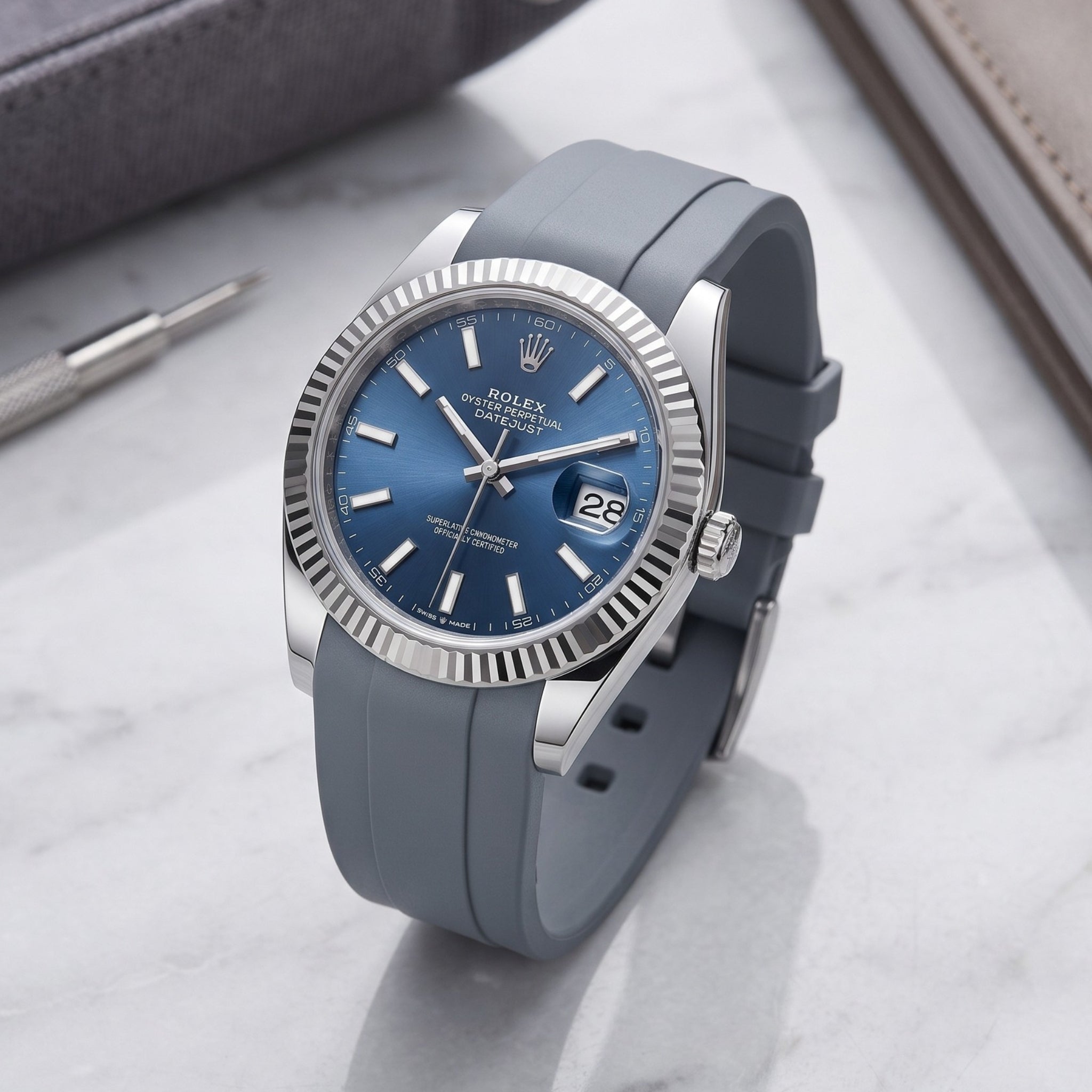 Rubber Strap - For Rolex Datejust 41mm - Grey - Helvetus