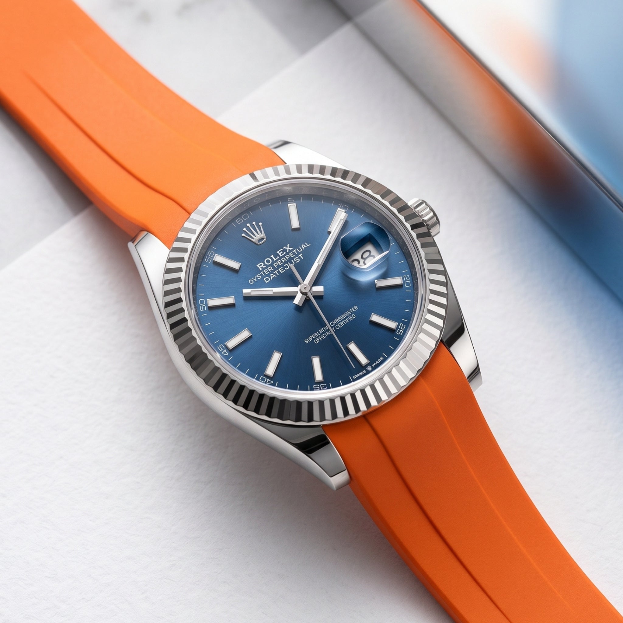 Rubber Strap - For Rolex Datejust 41mm - Orange - Helvetus
