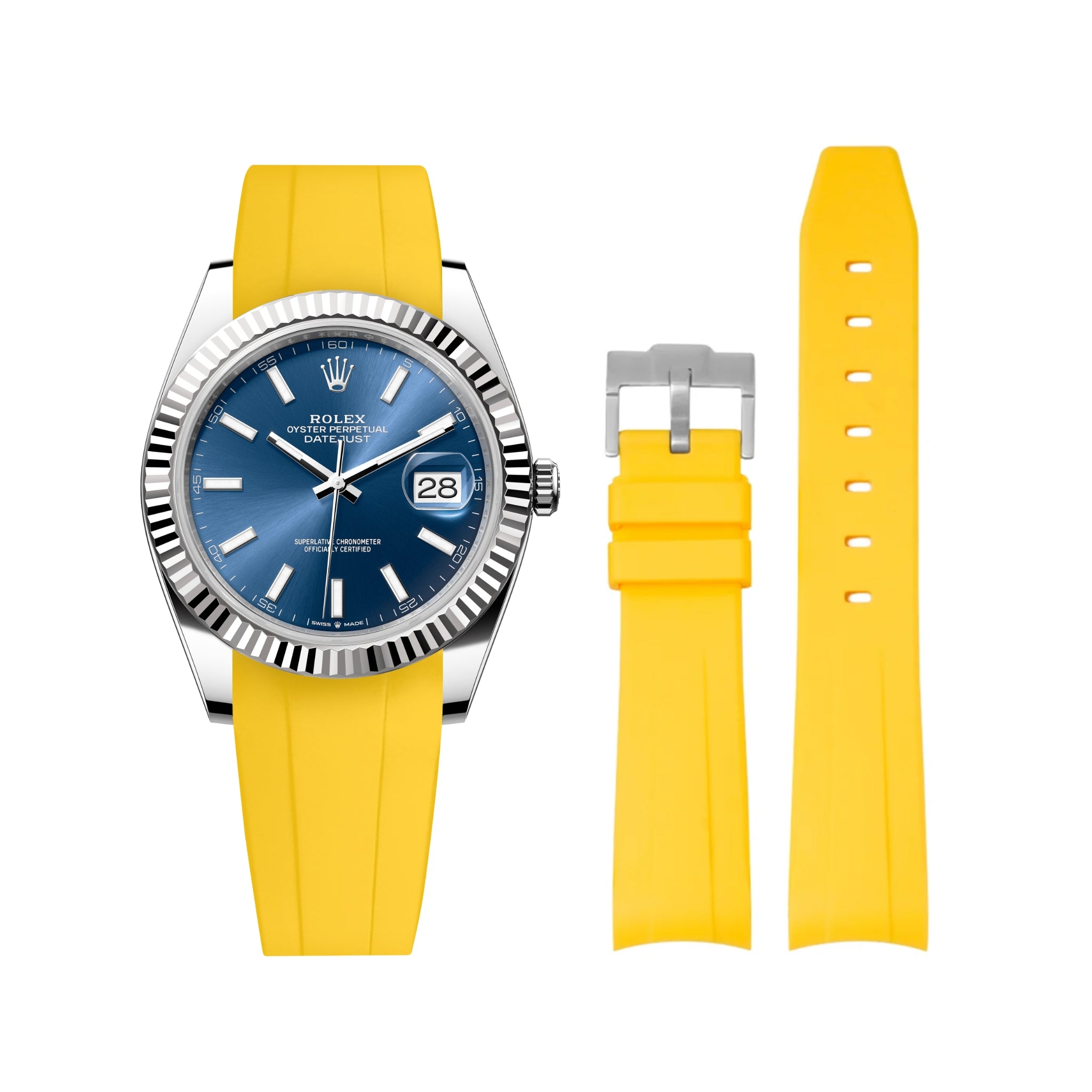 Rubber Strap - For Rolex Datejust 41mm - Yellow - Helvetus