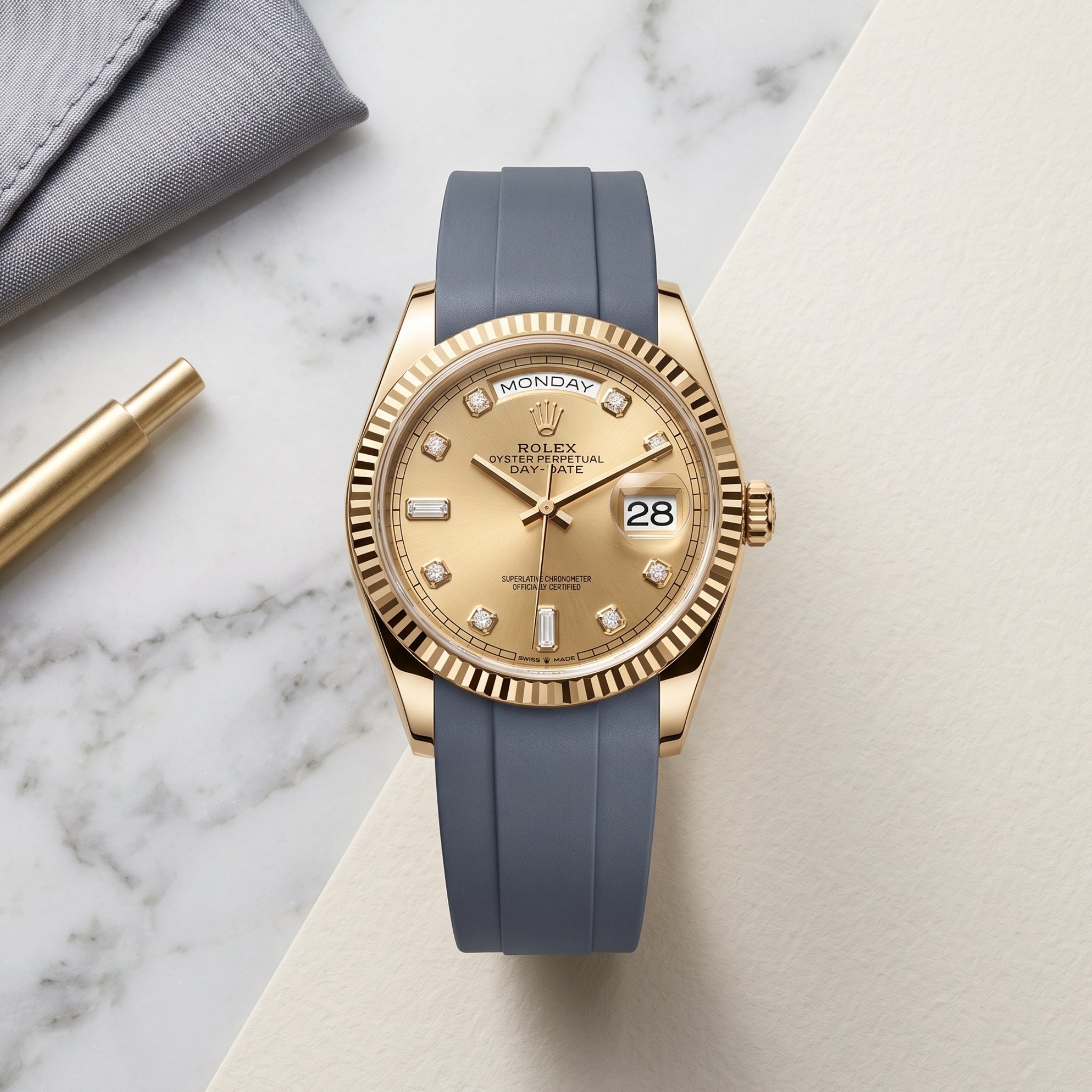Rubber Strap - For Rolex Day-Date 36mm - Grey - Helvetus