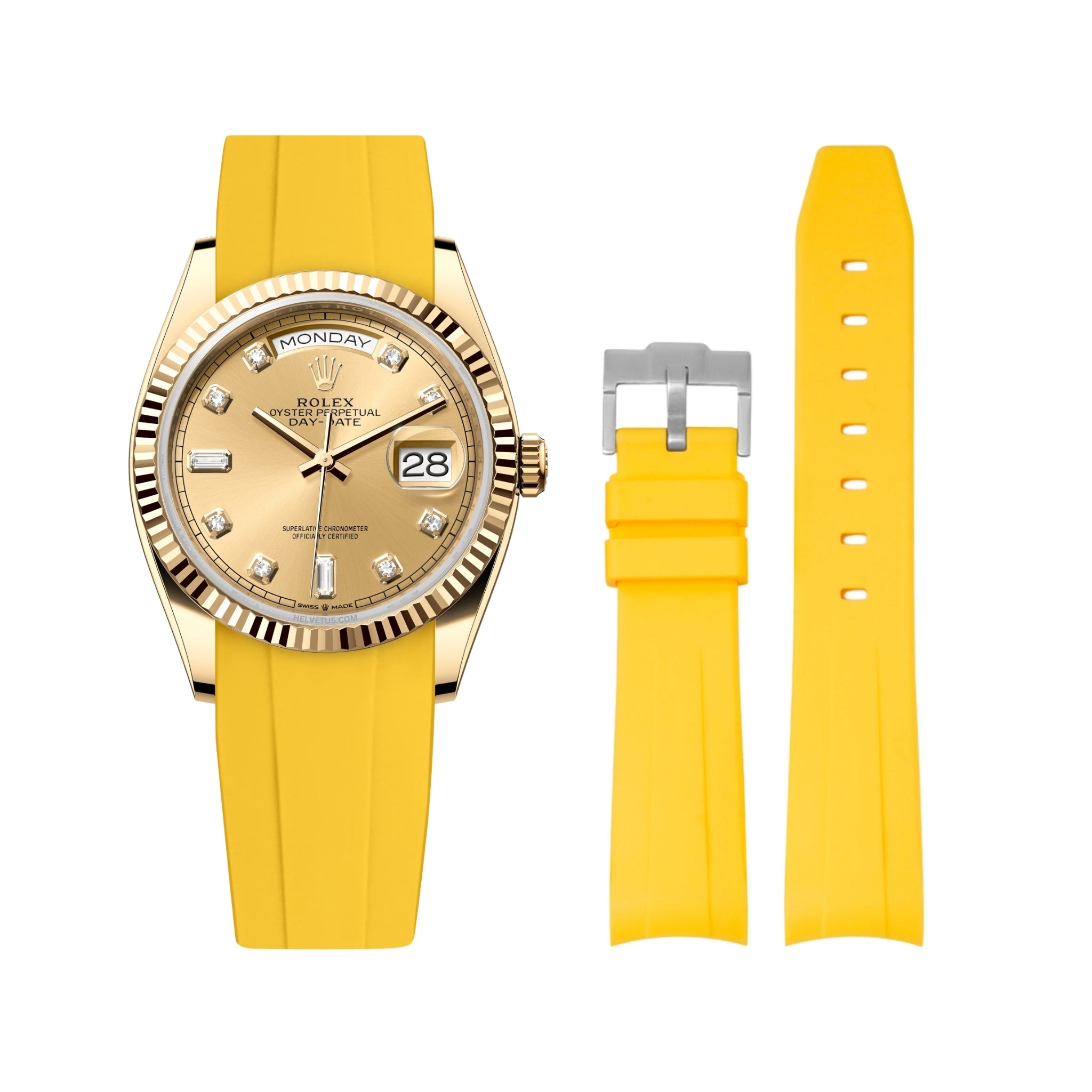 Rubber Strap - For Rolex Day - Date 36mm - Yellow - Helvetus