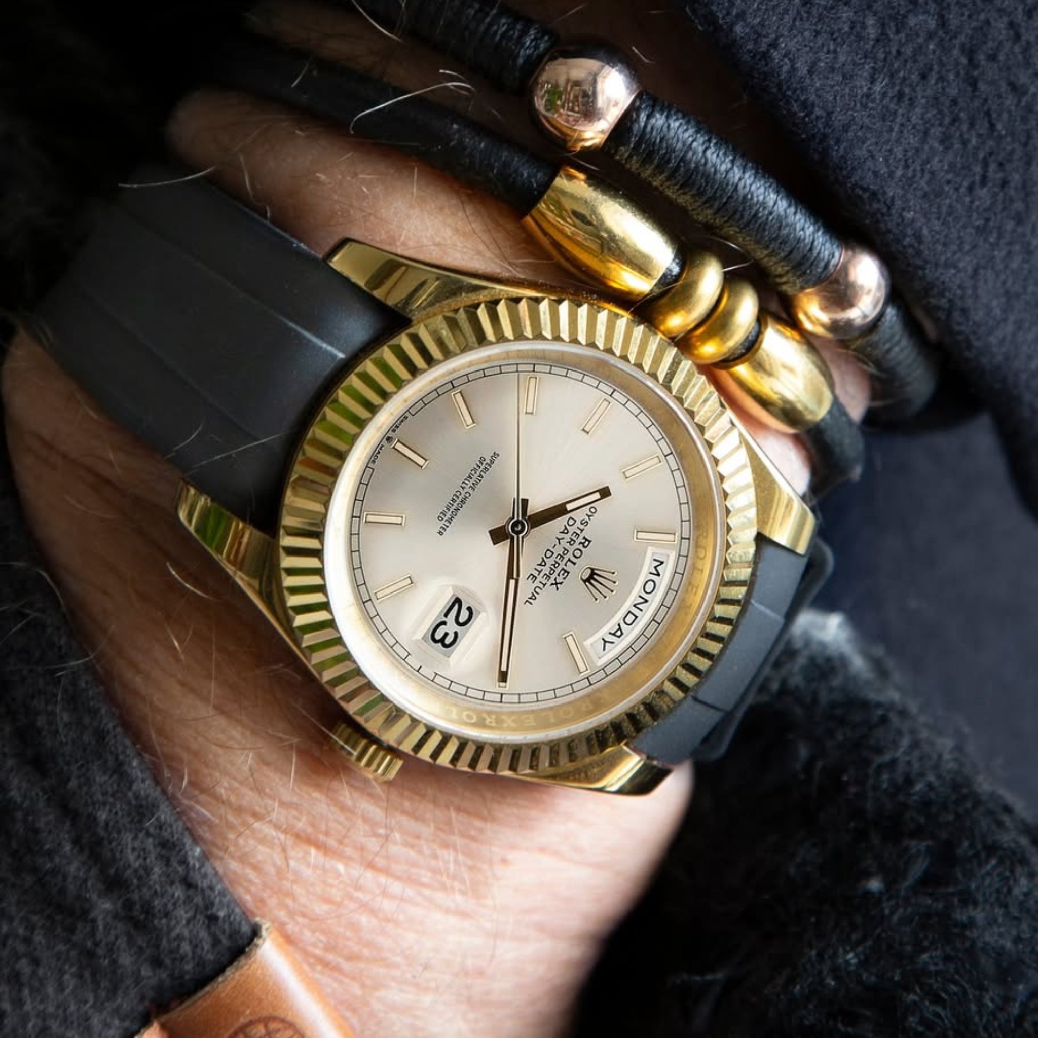 Rubber Strap - For Rolex Day - Date 40 - Black - Helvetus