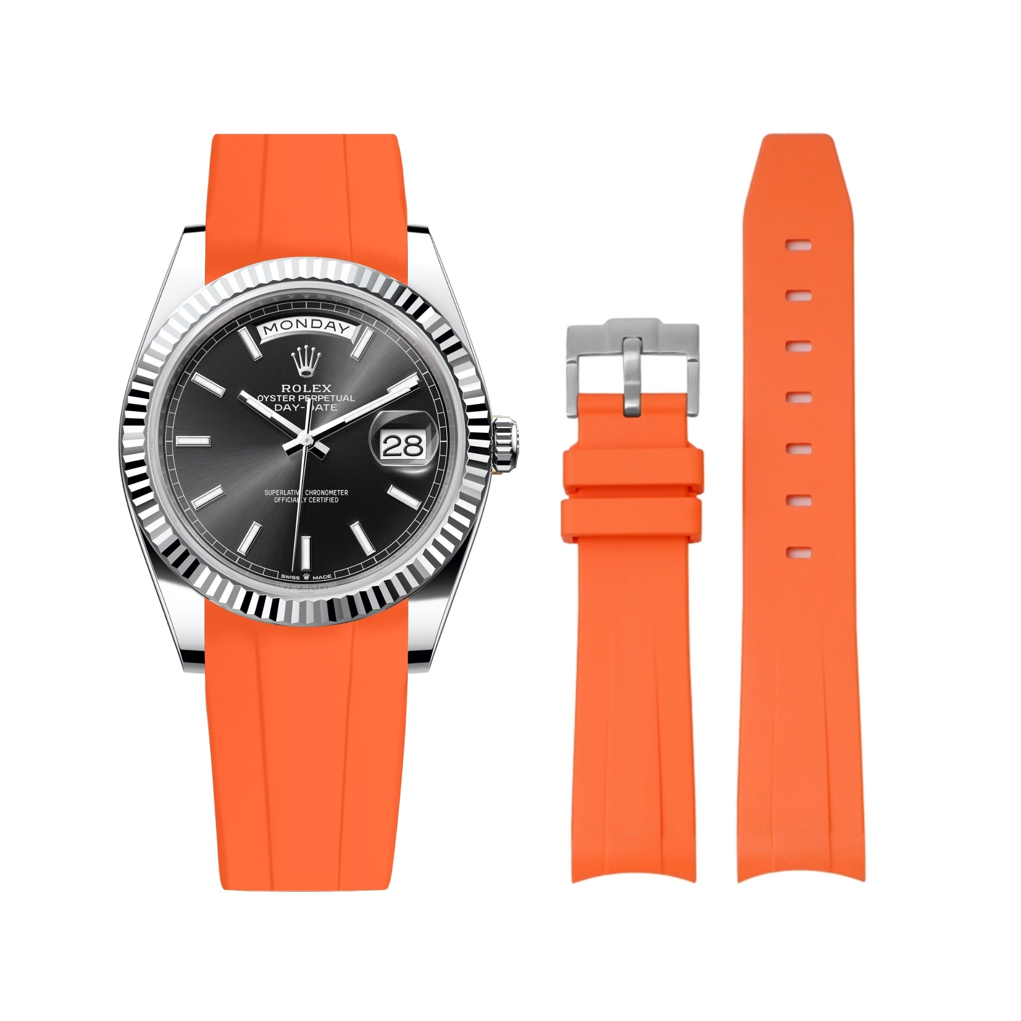 Rubber Strap - For Rolex Day - Date 40 - Orange - Helvetus