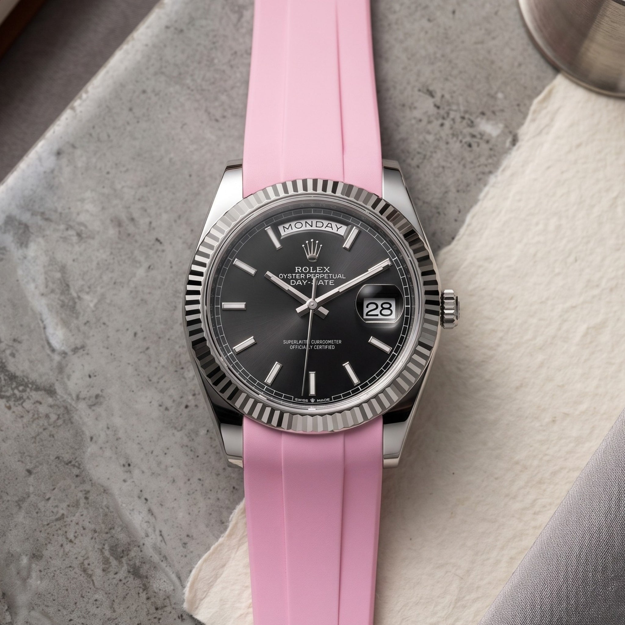 Rubber Strap - For Rolex Day-Date 40 - Pink - Helvetus
