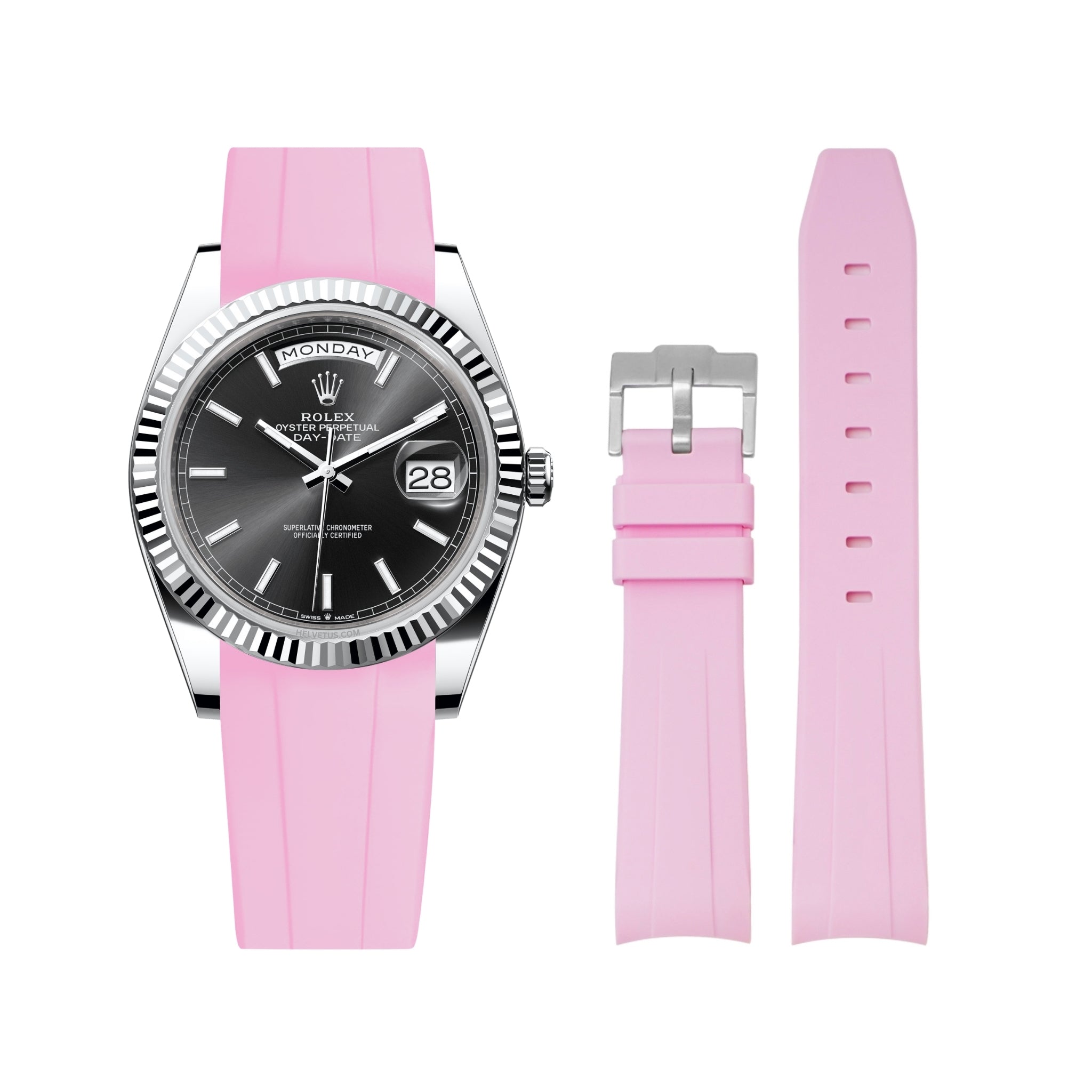 Rubber Strap - For Rolex Day - Date 40 - Pink - Helvetus