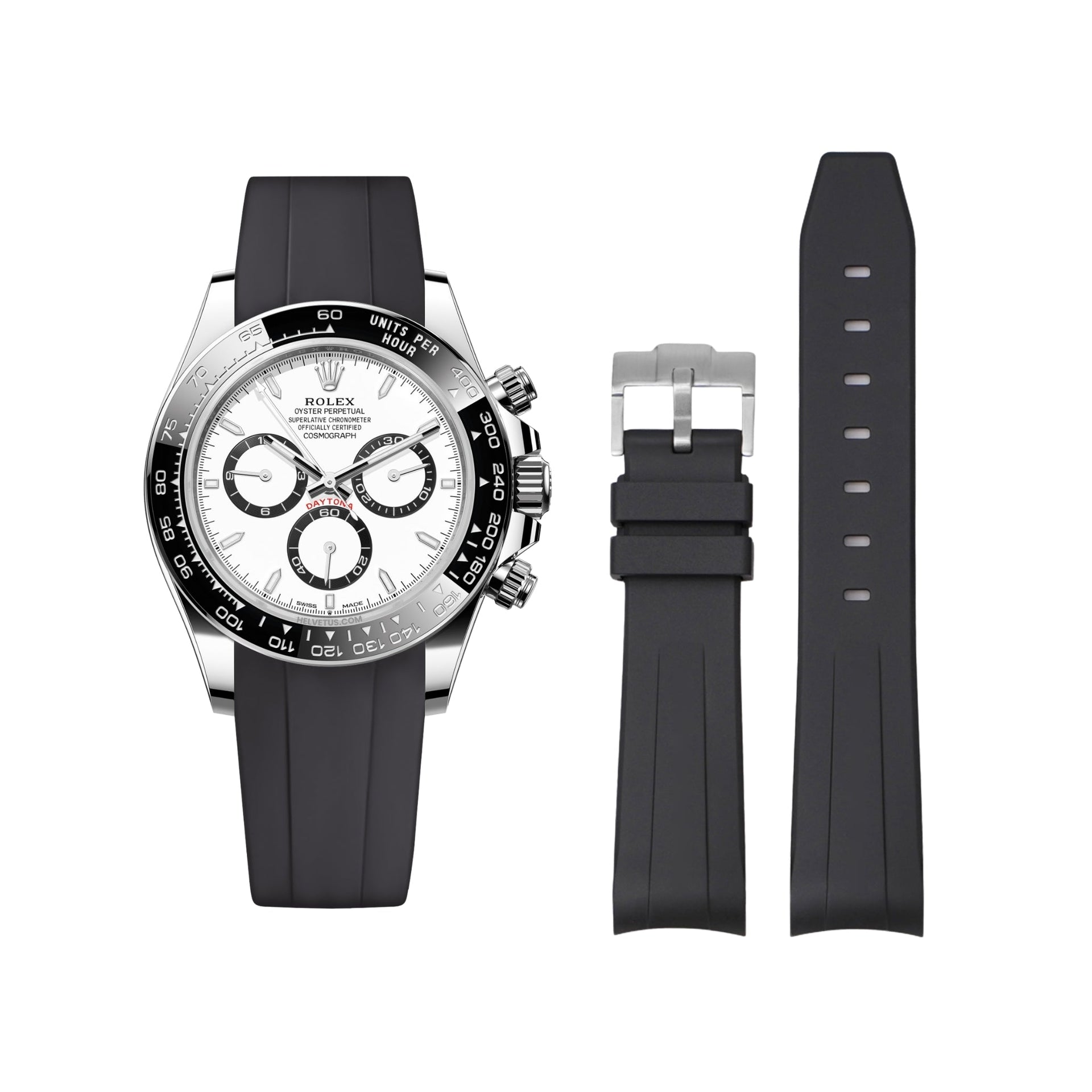 Black Rubber Strap for Rolex Daytona – Timeless Fit Helvetus®