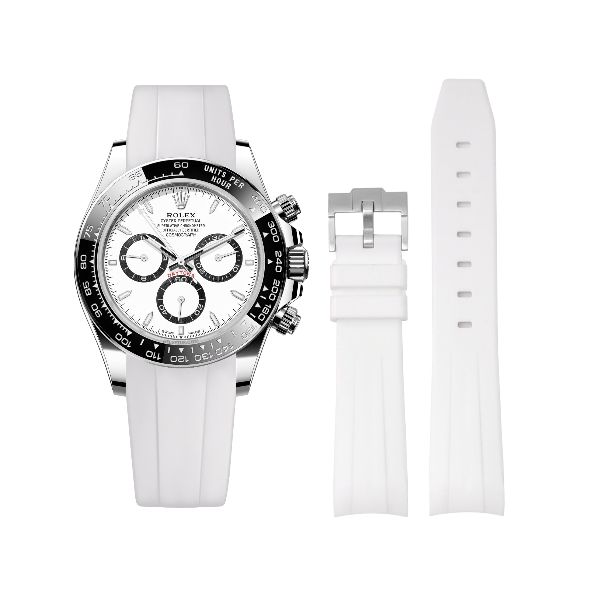 Rubber Strap For Rolex Daytona White