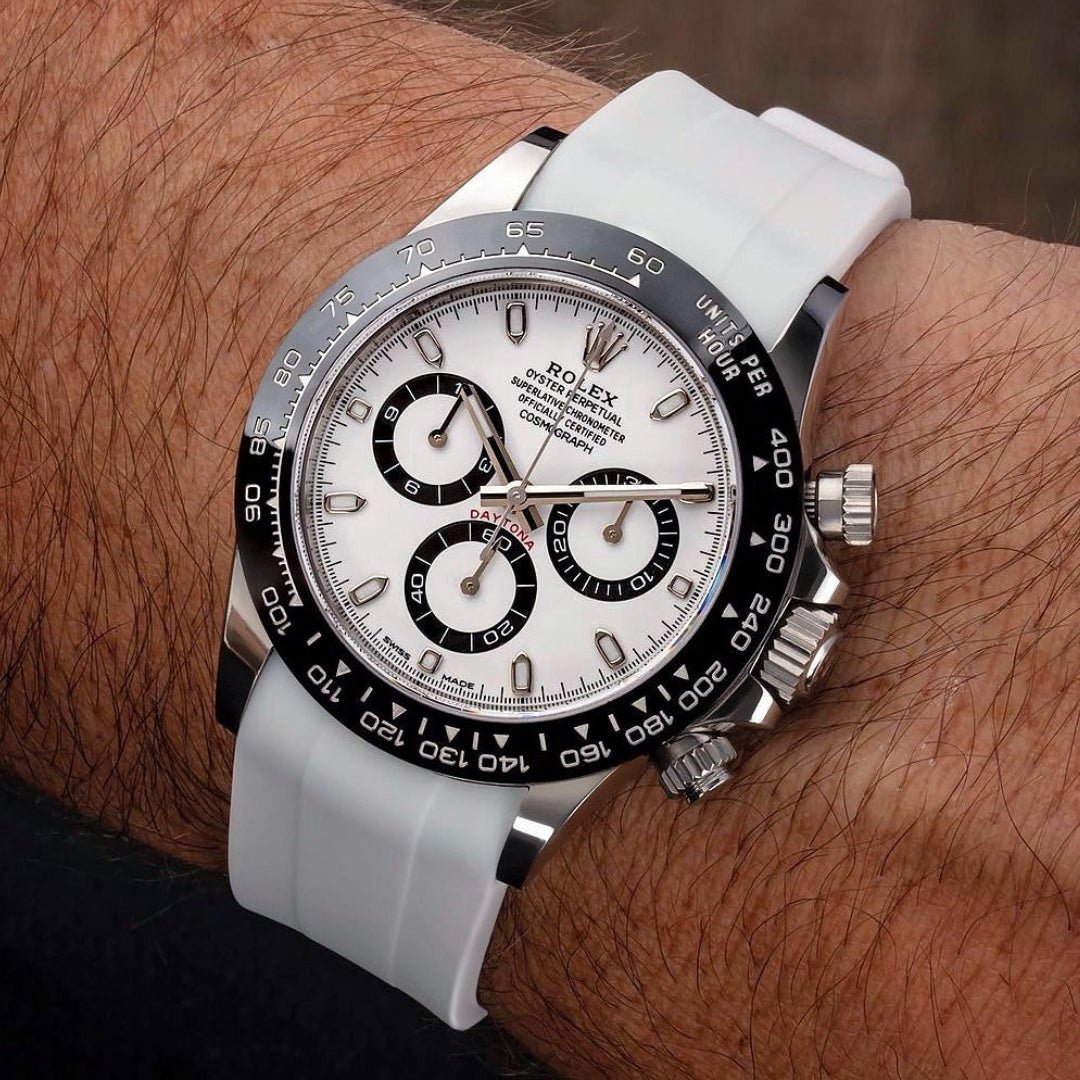 DAYTONA ローダウンサス　 ホワイト White Rubber Strap for Rolex Daytona – Clean Style | Helvetus®