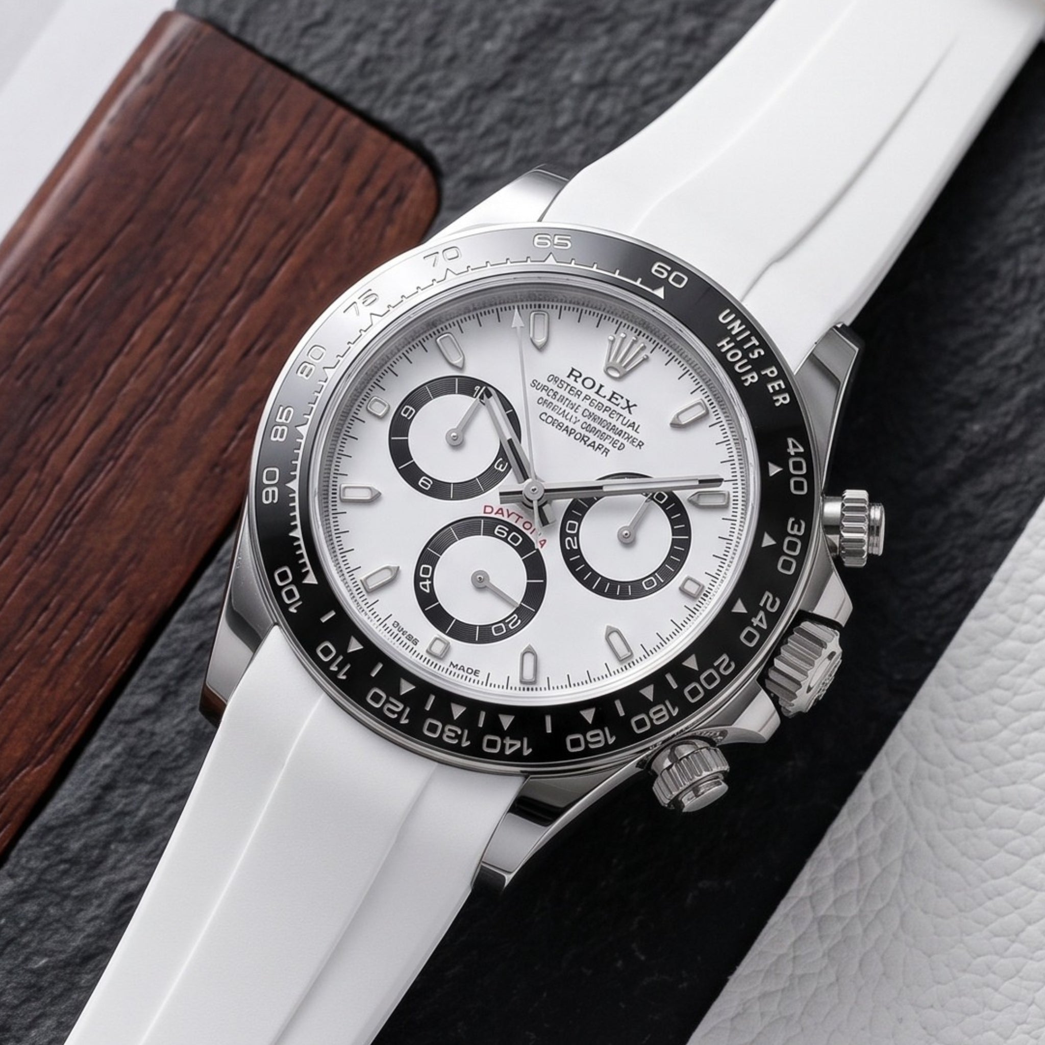 Rubber Strap - For Rolex Daytona - White - Helvetus