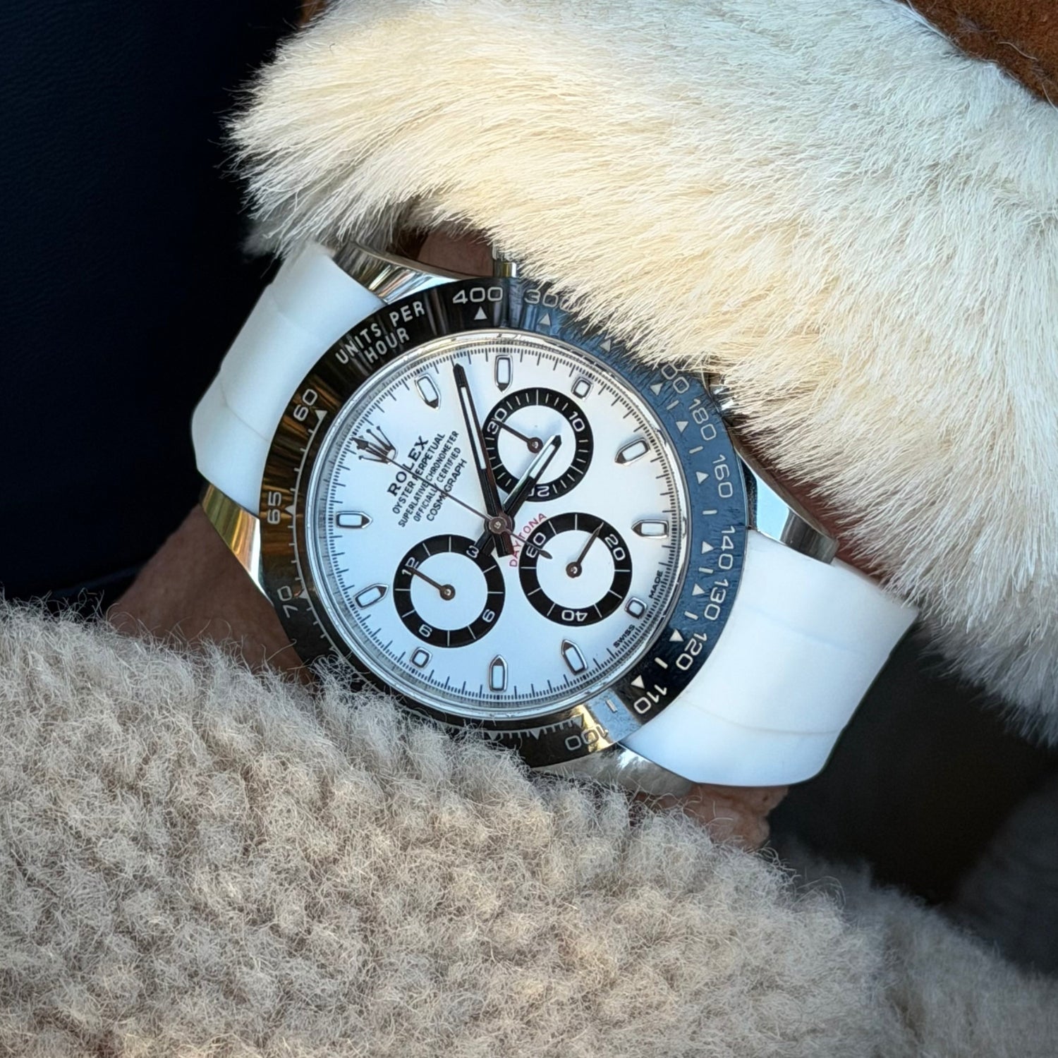 Rubber Strap - For Rolex Daytona - White - Helvetus