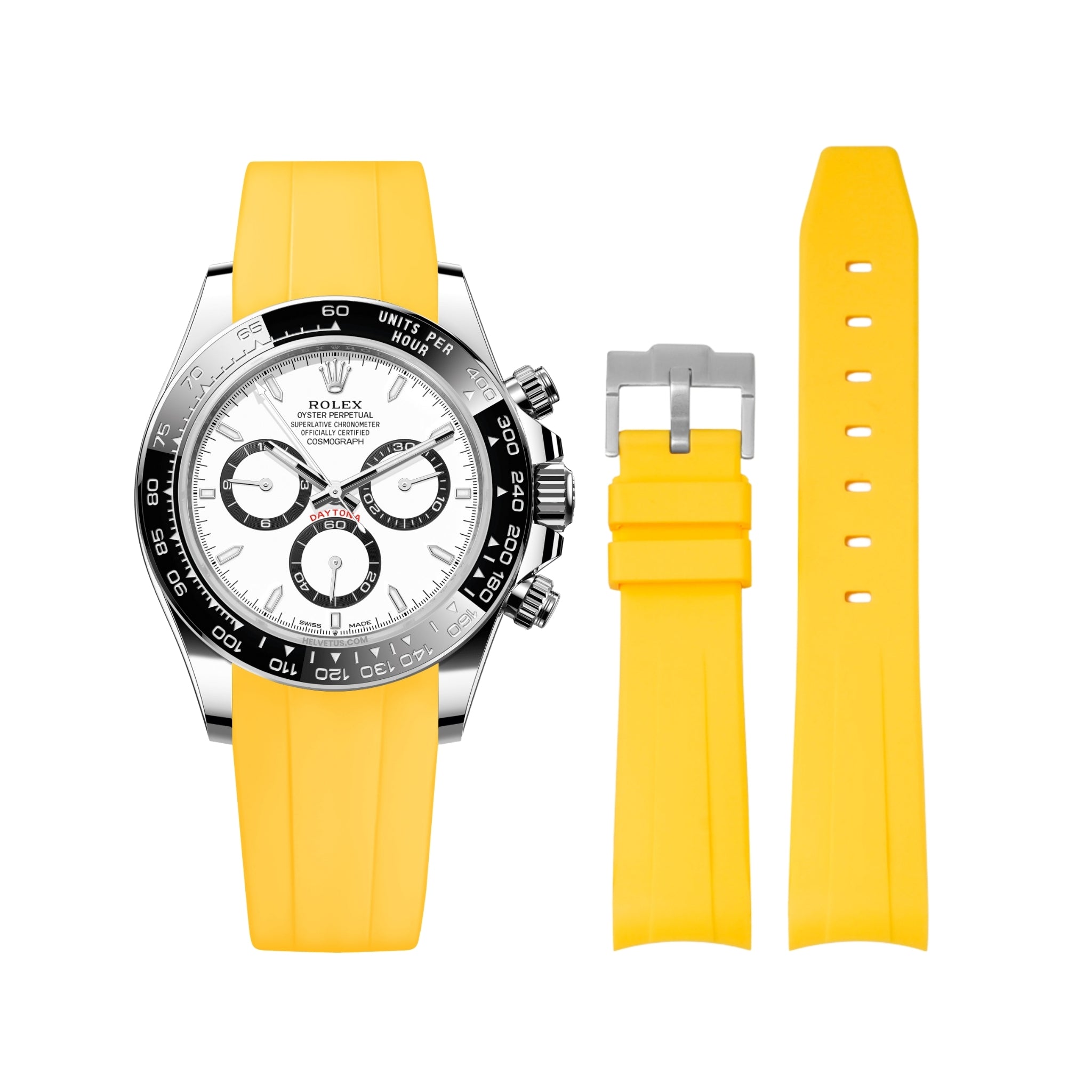 Rubber Strap - For Rolex Daytona - Yellow - Helvetus