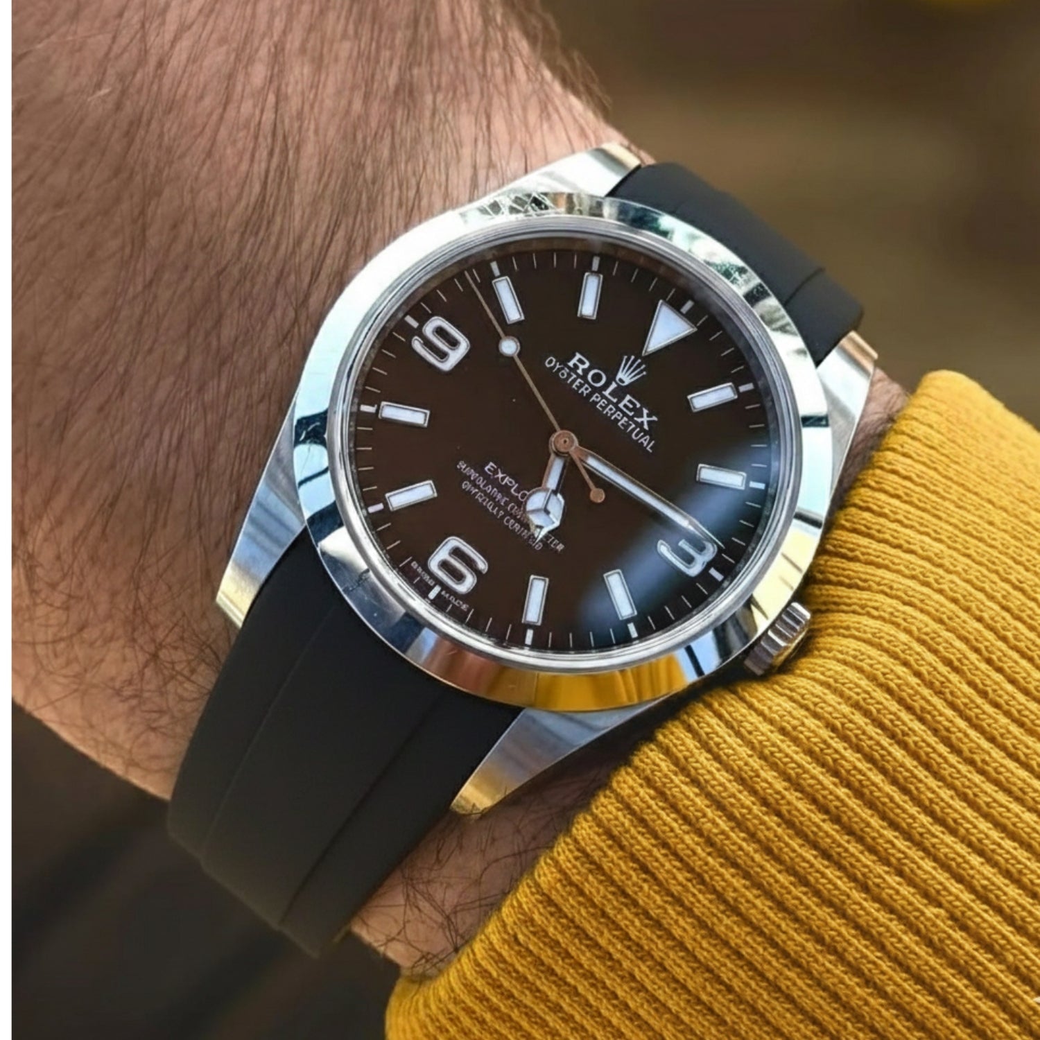 Rolex Explorer I Rubber Strap in Black - Helvetus® Swiss Straps