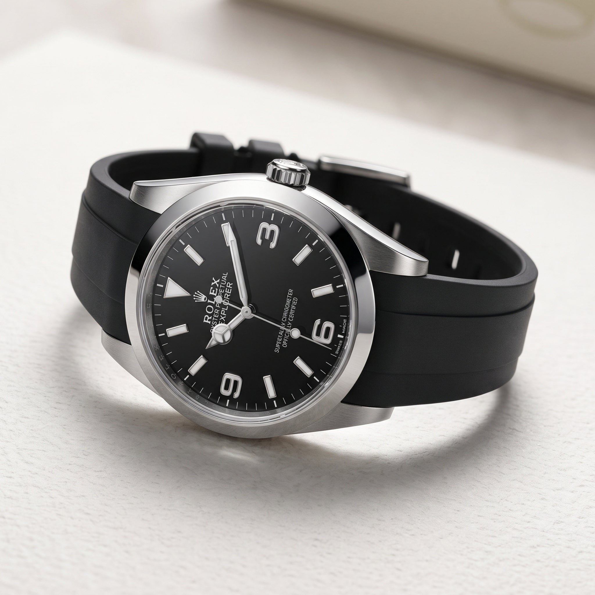 Rolex Explorer I Rubber Strap in Black - Helvetus® Straps