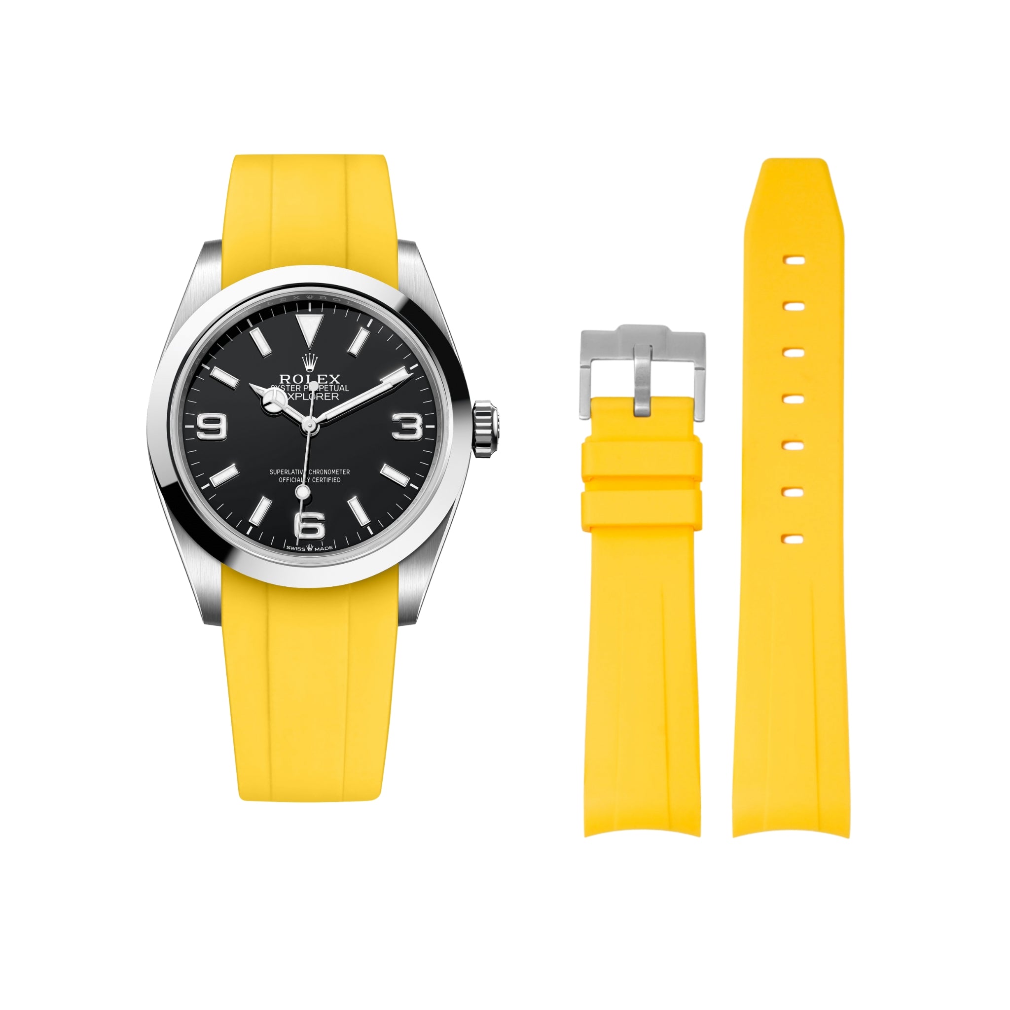 Rubber Strap - For Rolex Explorer I - Yellow - Helvetus