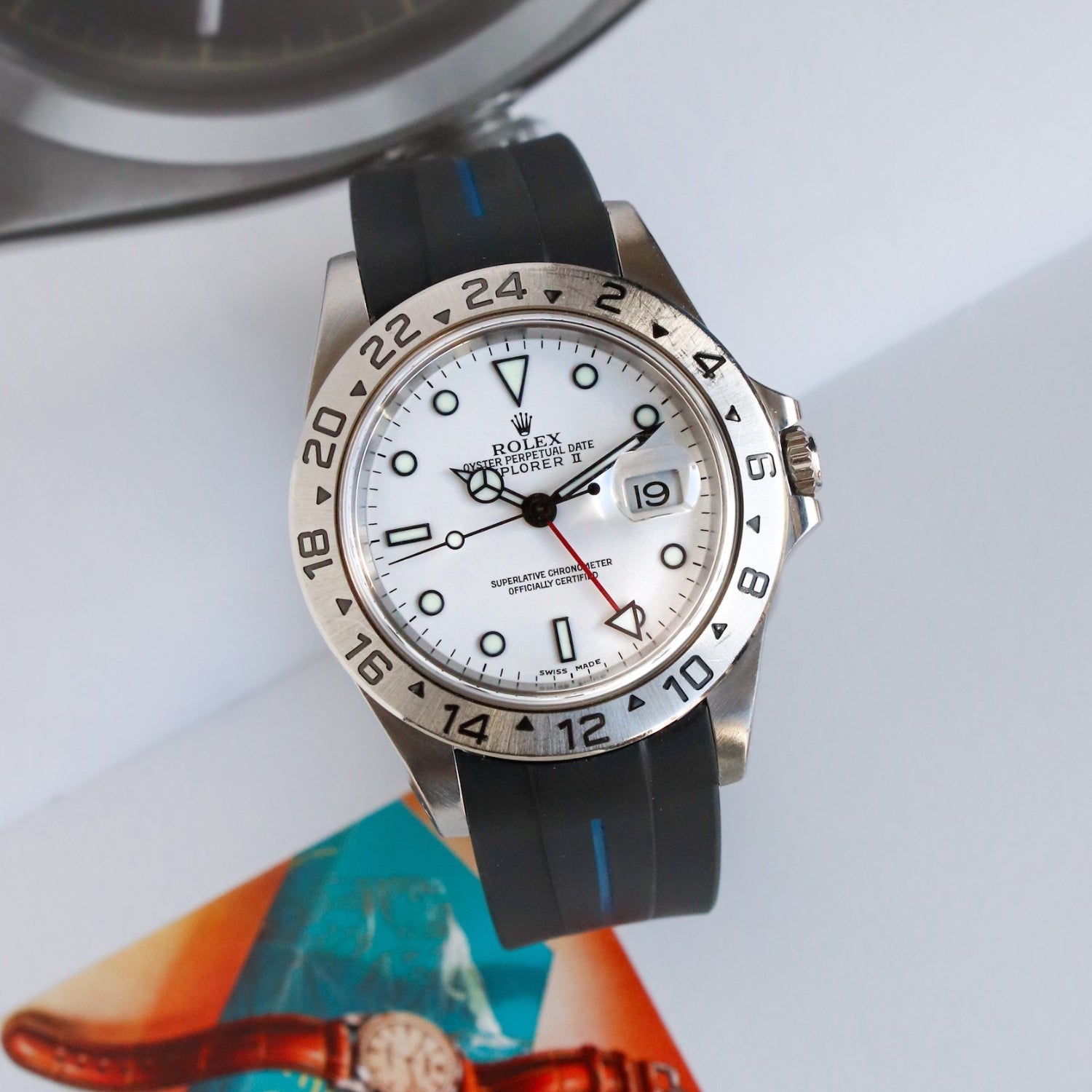 Rolex Explorer II Rubber Strap in Black/Blue - Helvetus® Switzerland