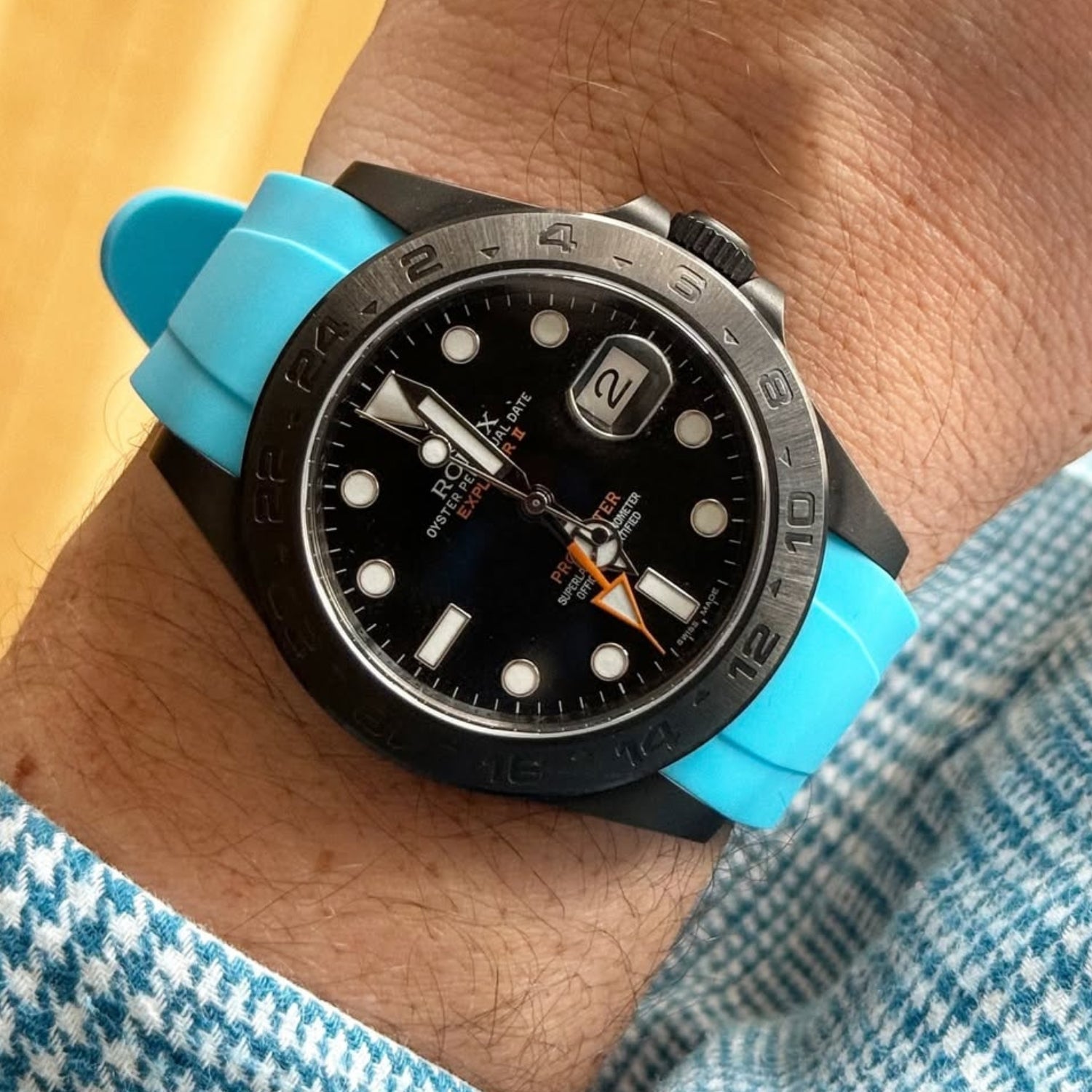 Rubber Strap - For Rolex Explorer II - Light Blue - Helvetus