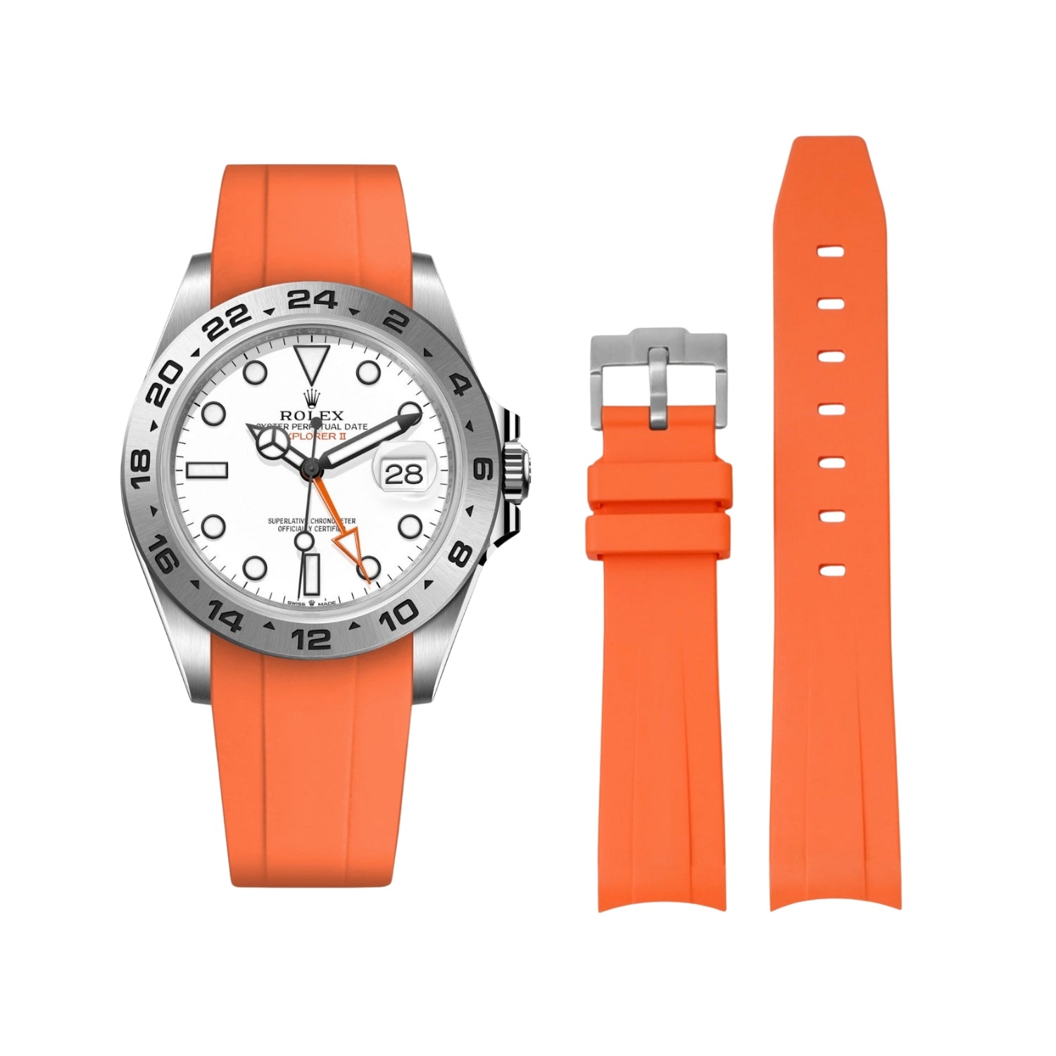 Rolex Explorer II Rubber Strap in Orange Helvetus® Switzerland