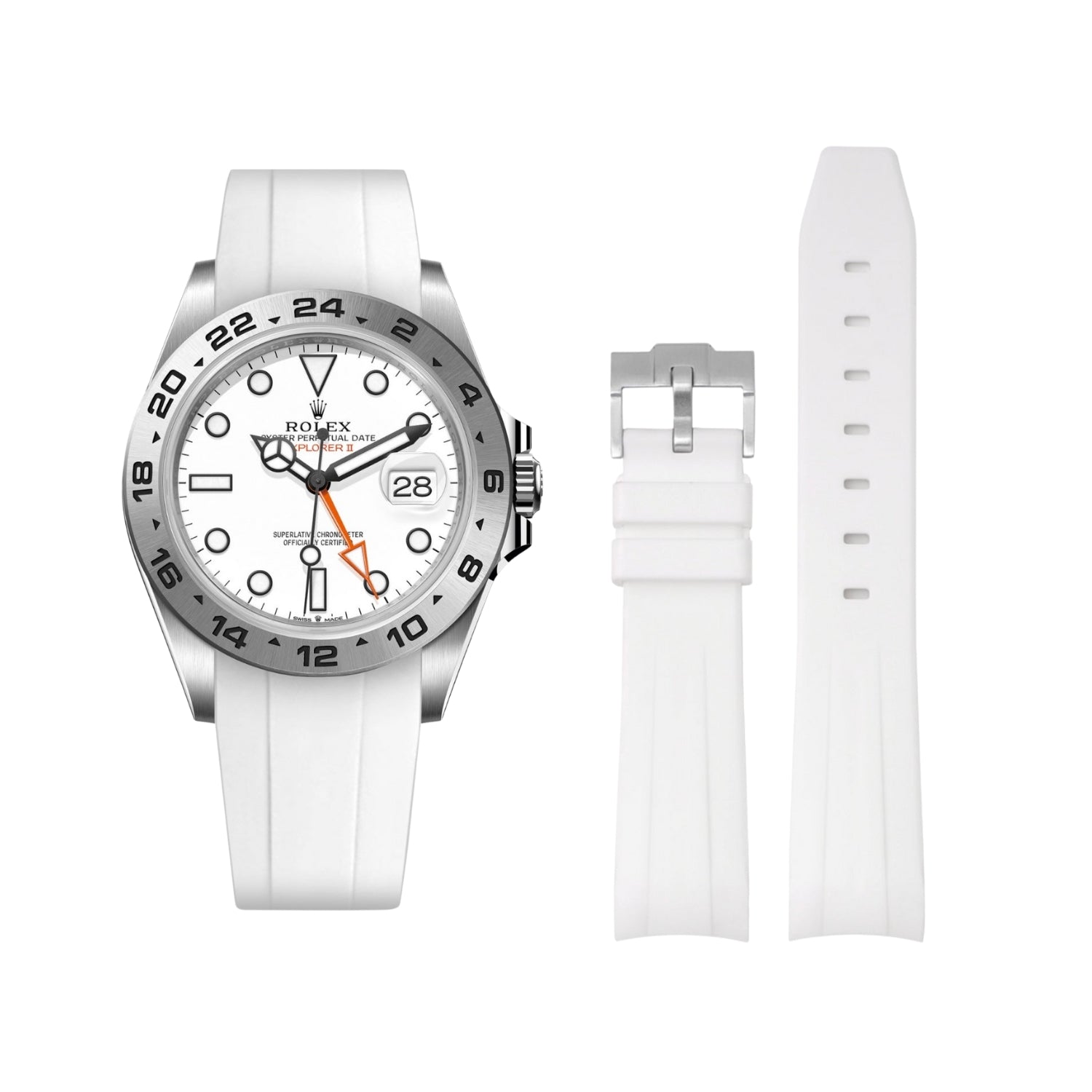 Rubber Strap - For Rolex Explorer II - White - Helvetus