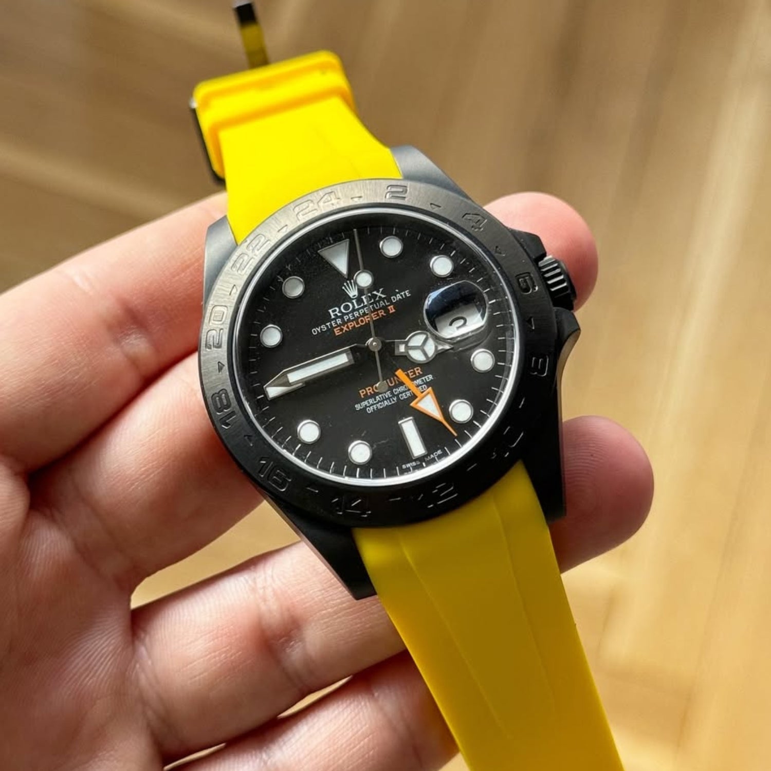 Rubber Strap - For Rolex Explorer II - Yellow - Helvetus
