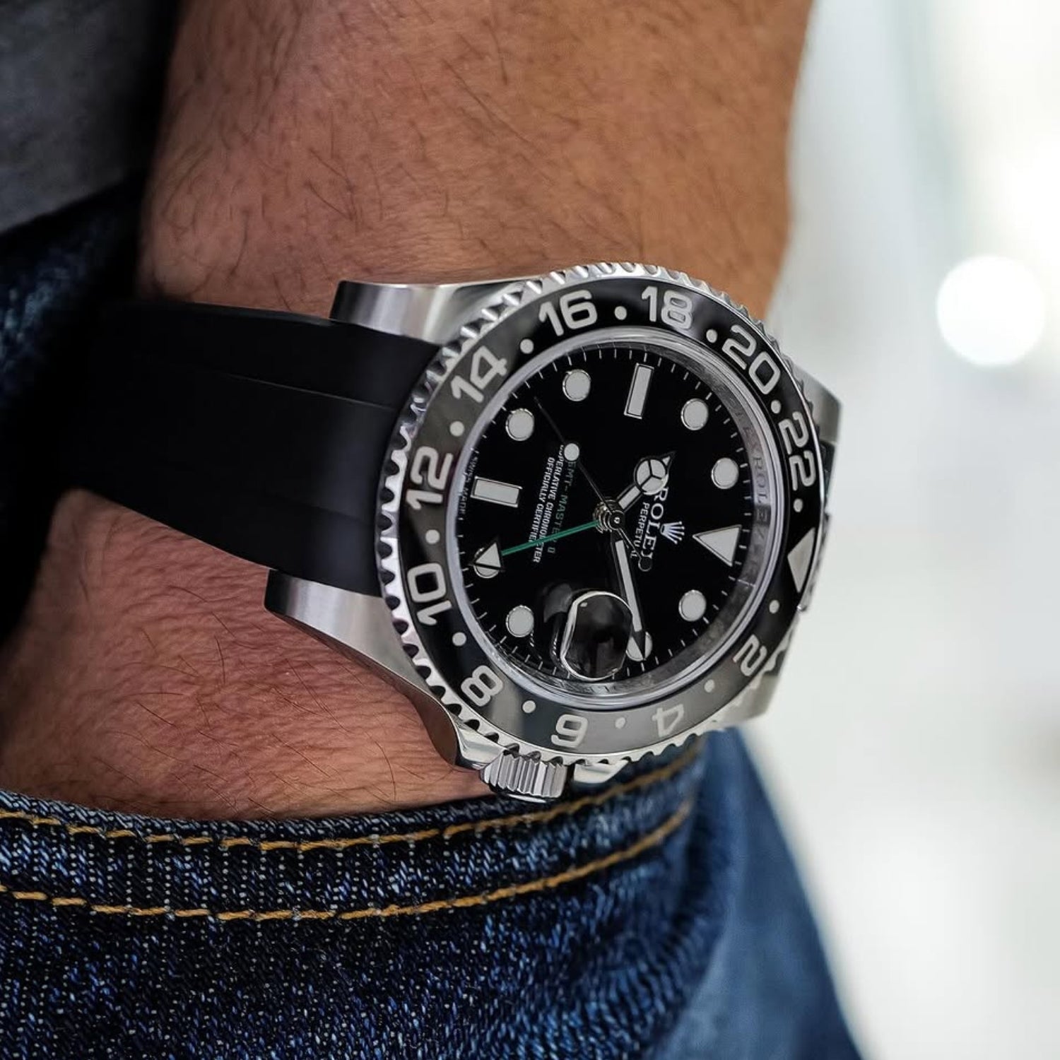 Rubber Strap - For Rolex GMT - Master II - Black - Helvetus
