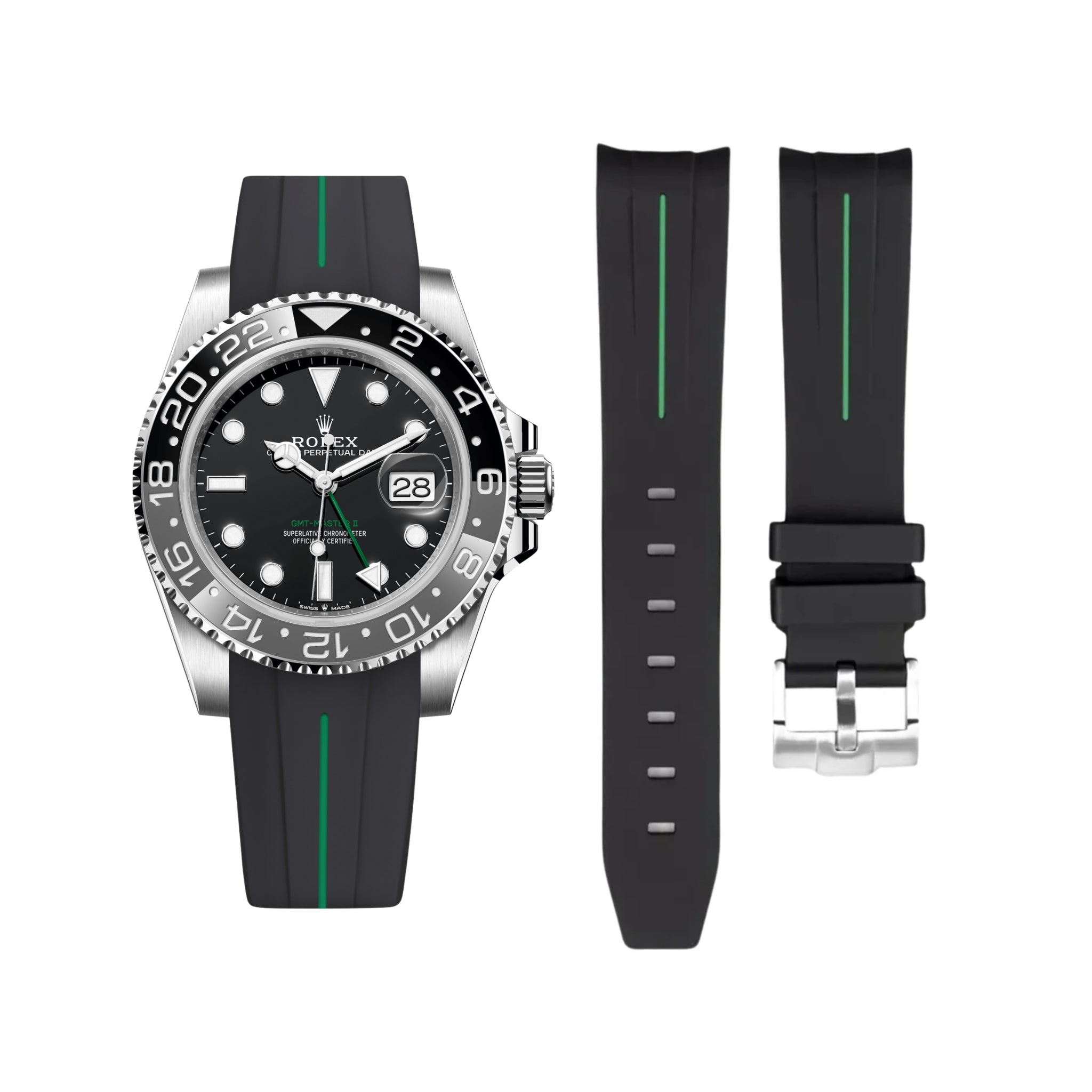 Rolex GMT-Master II Rubber Strap in Black/Green Helvetus