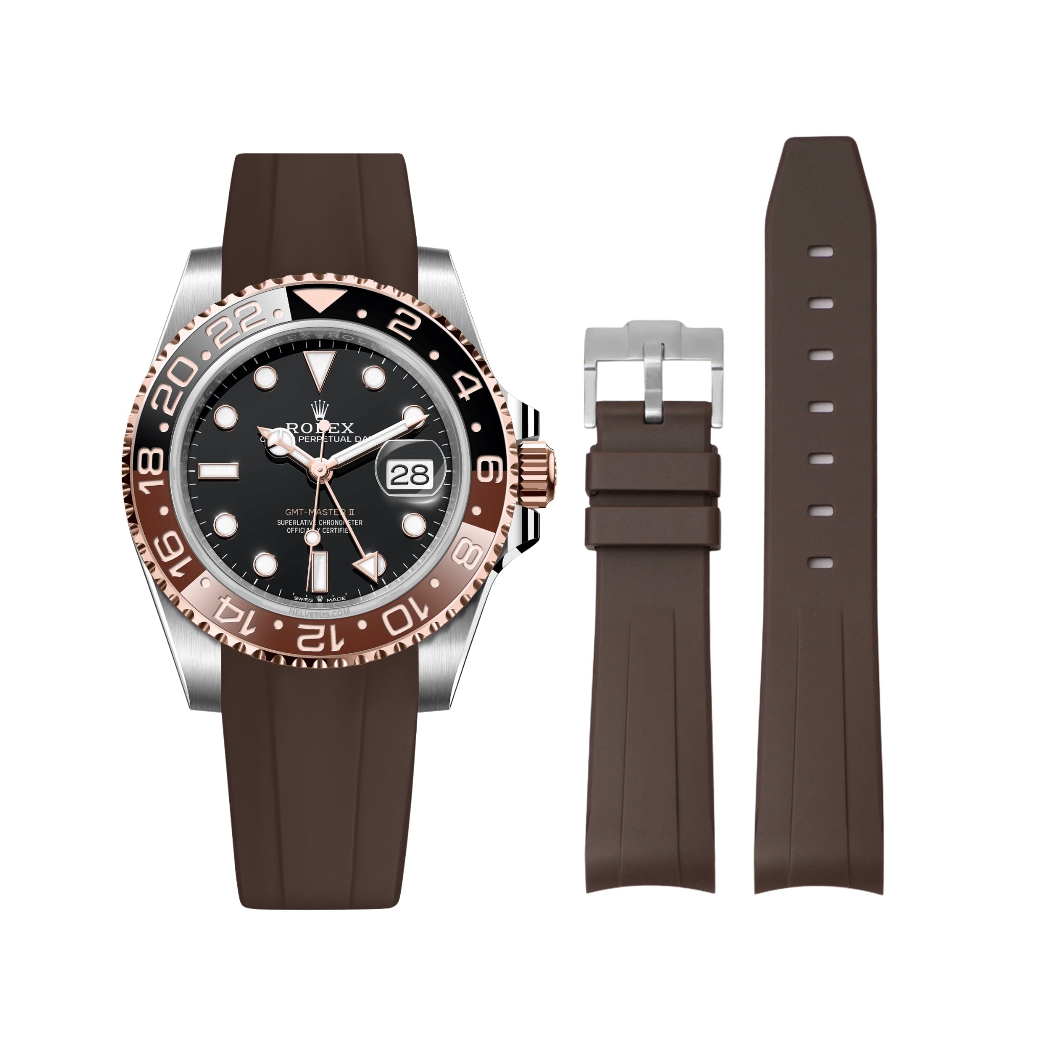 Rolex GMT-Master II Rubber Strap in Brown Helvetus® Swiss Straps