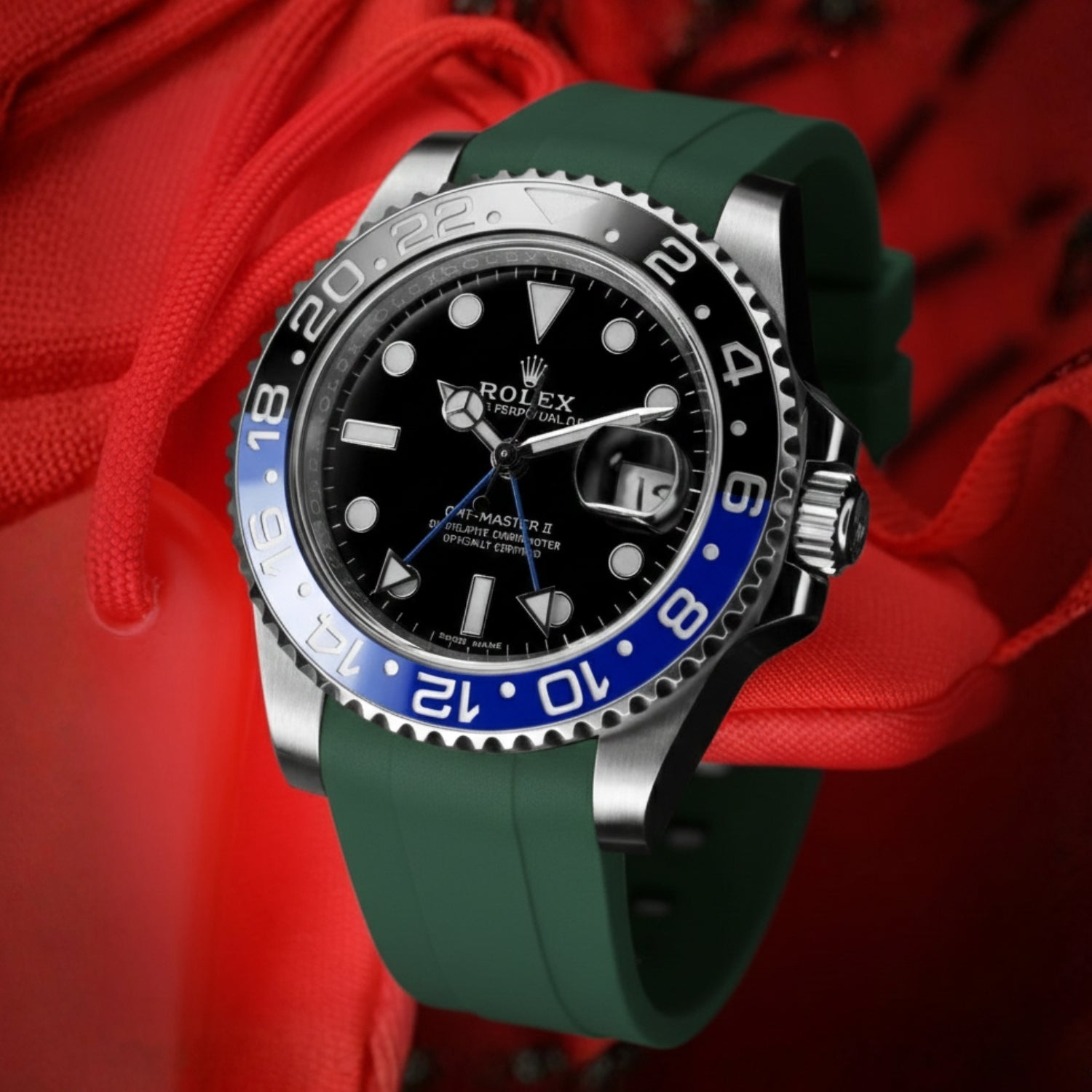 Rolex GMT-Master II Rubber Strap in Green - Helvetus® Swiss Straps