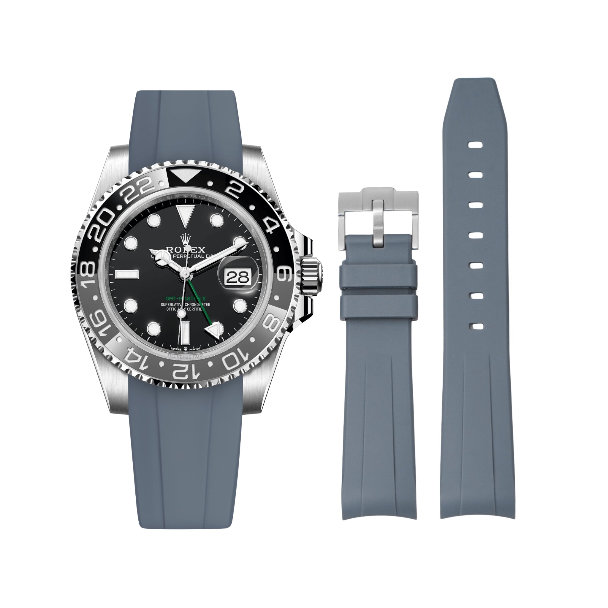 Rolex GMT-Master II Rubber Strap in Grey Helvetus® Swiss Straps