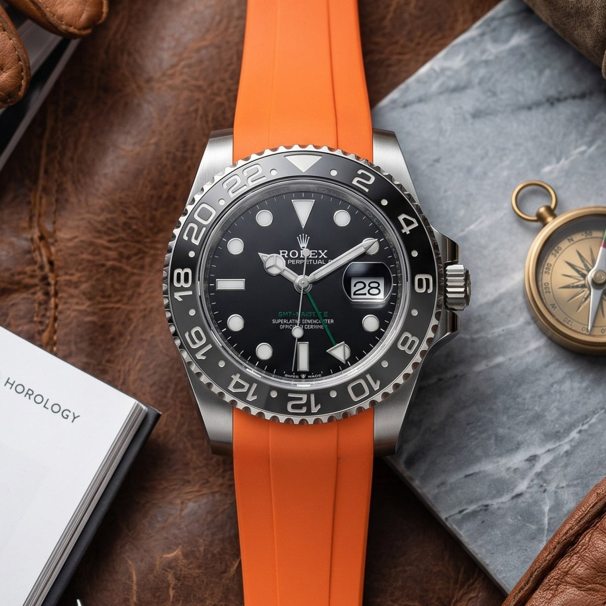Rubber Strap - For Rolex GMT-Master II - Orange - Helvetus