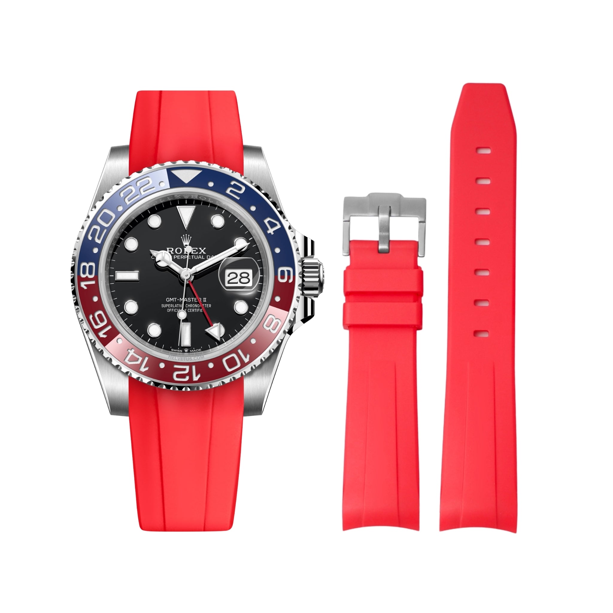 Rubber Strap For Rolex GMT Master II Red